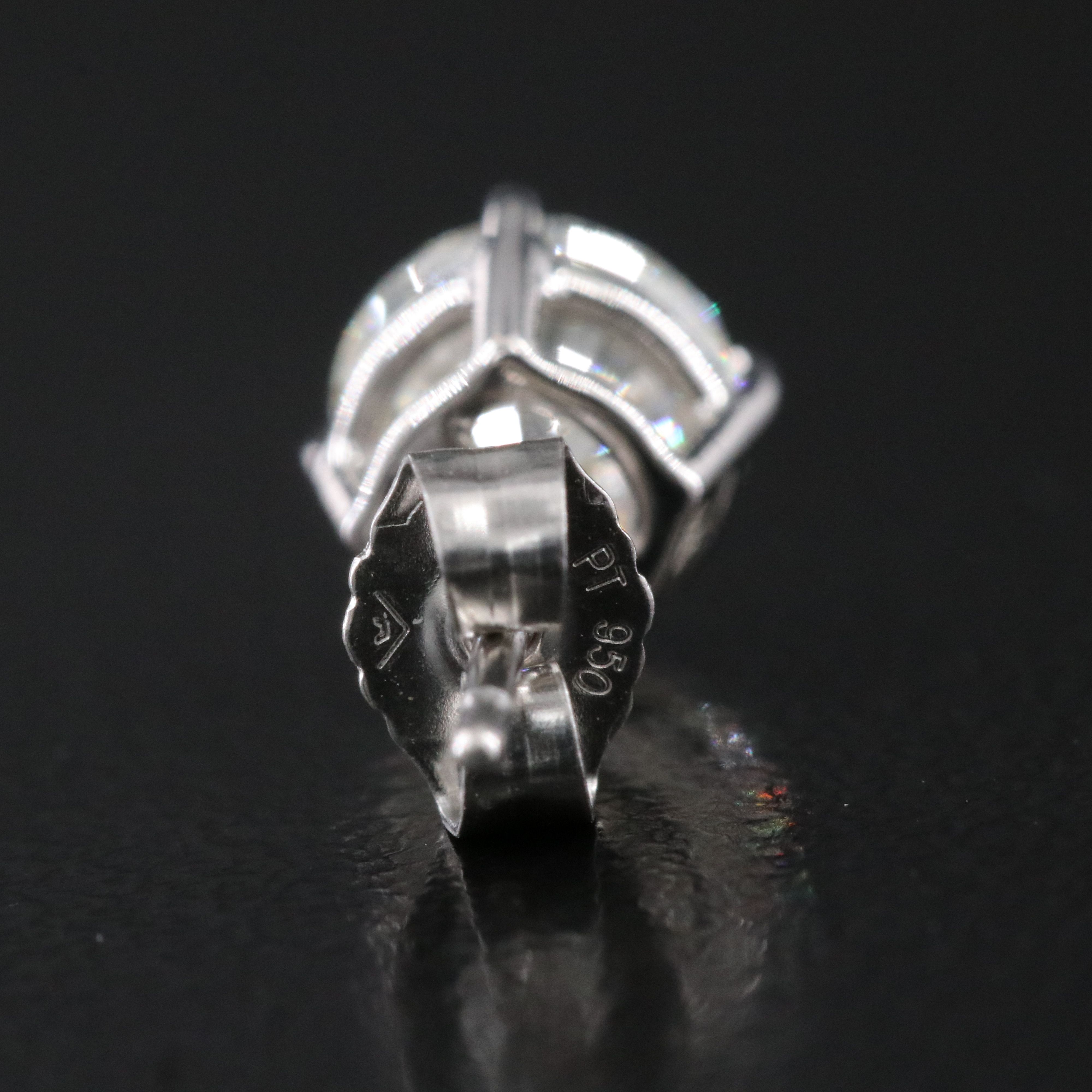 Platinum 1.94 CTW Diamond Stud Earrings with GIA eReports