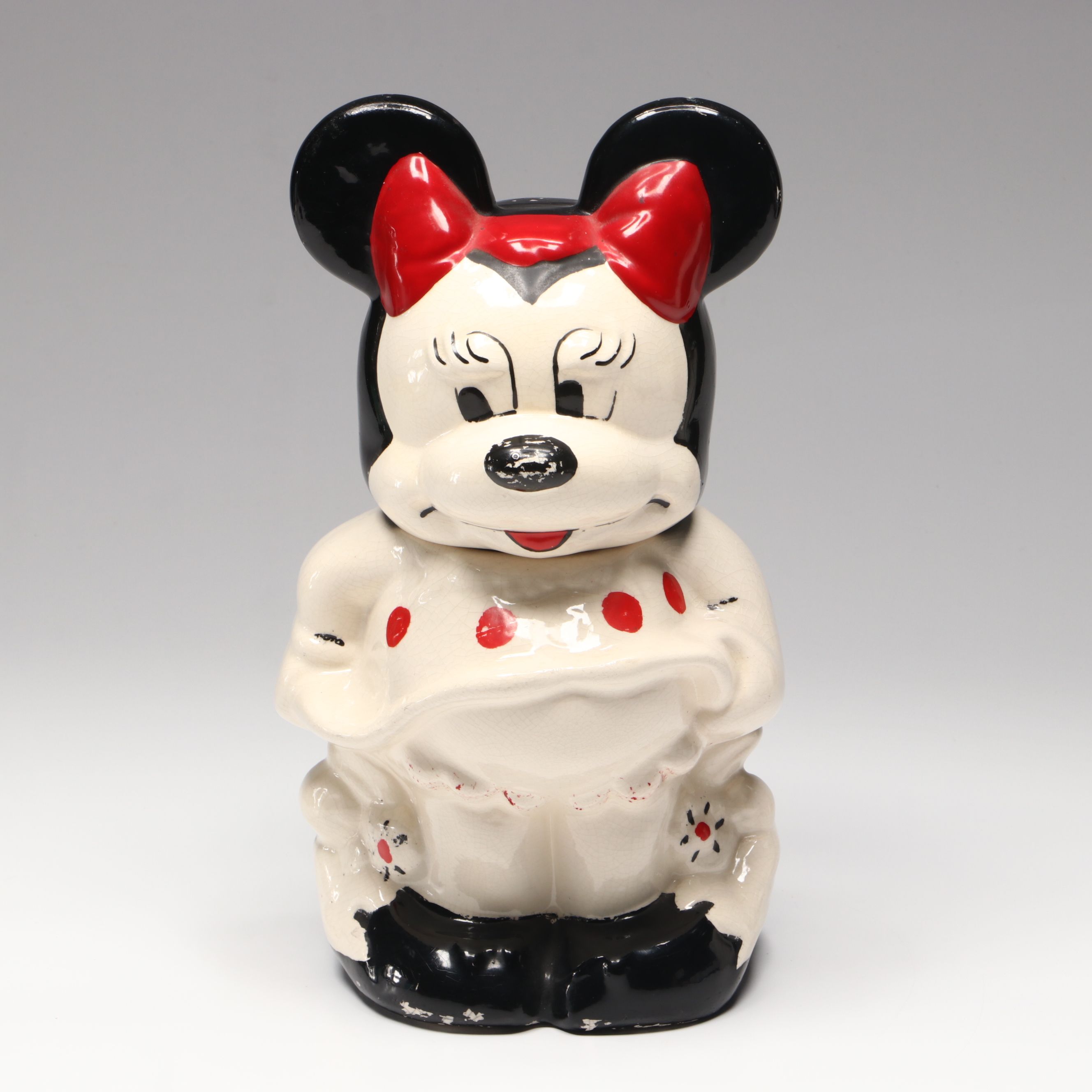 Mickey and Minnie Mouse Turnabout Style Ceramic Cookie Jar