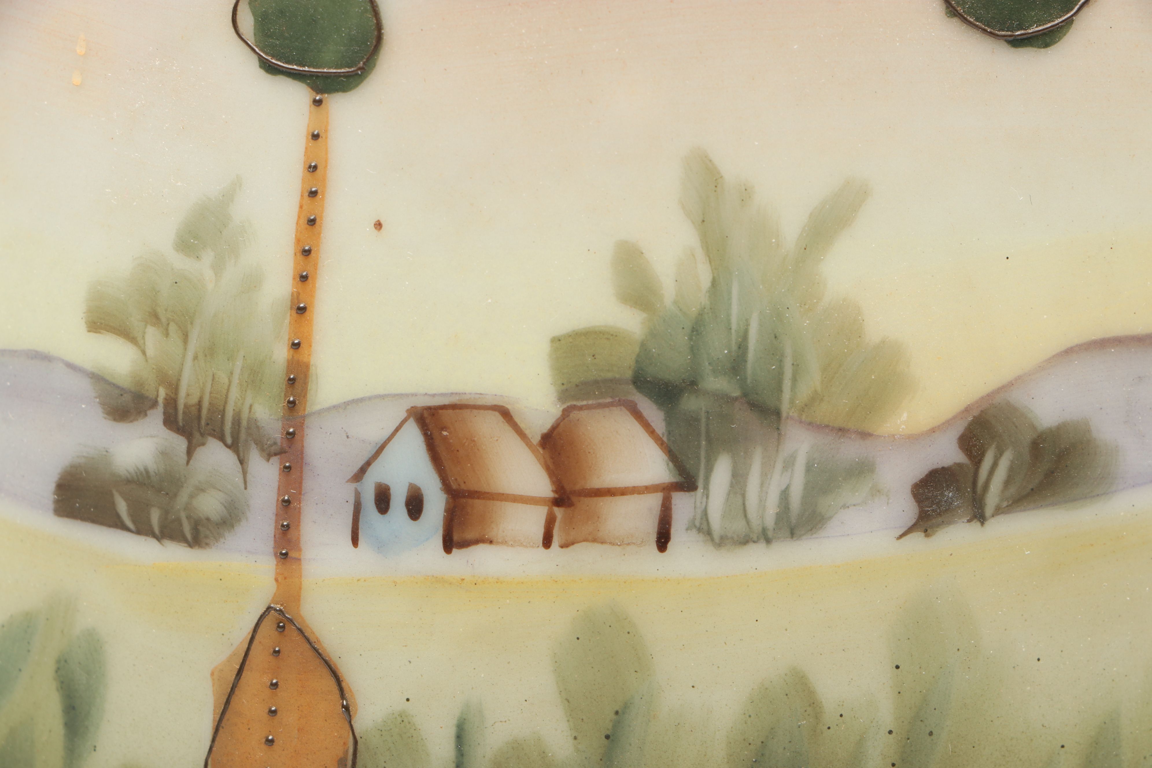 Japanese Export Hand-Painted Porcelain Landscape Pitcher, Early 20th Century