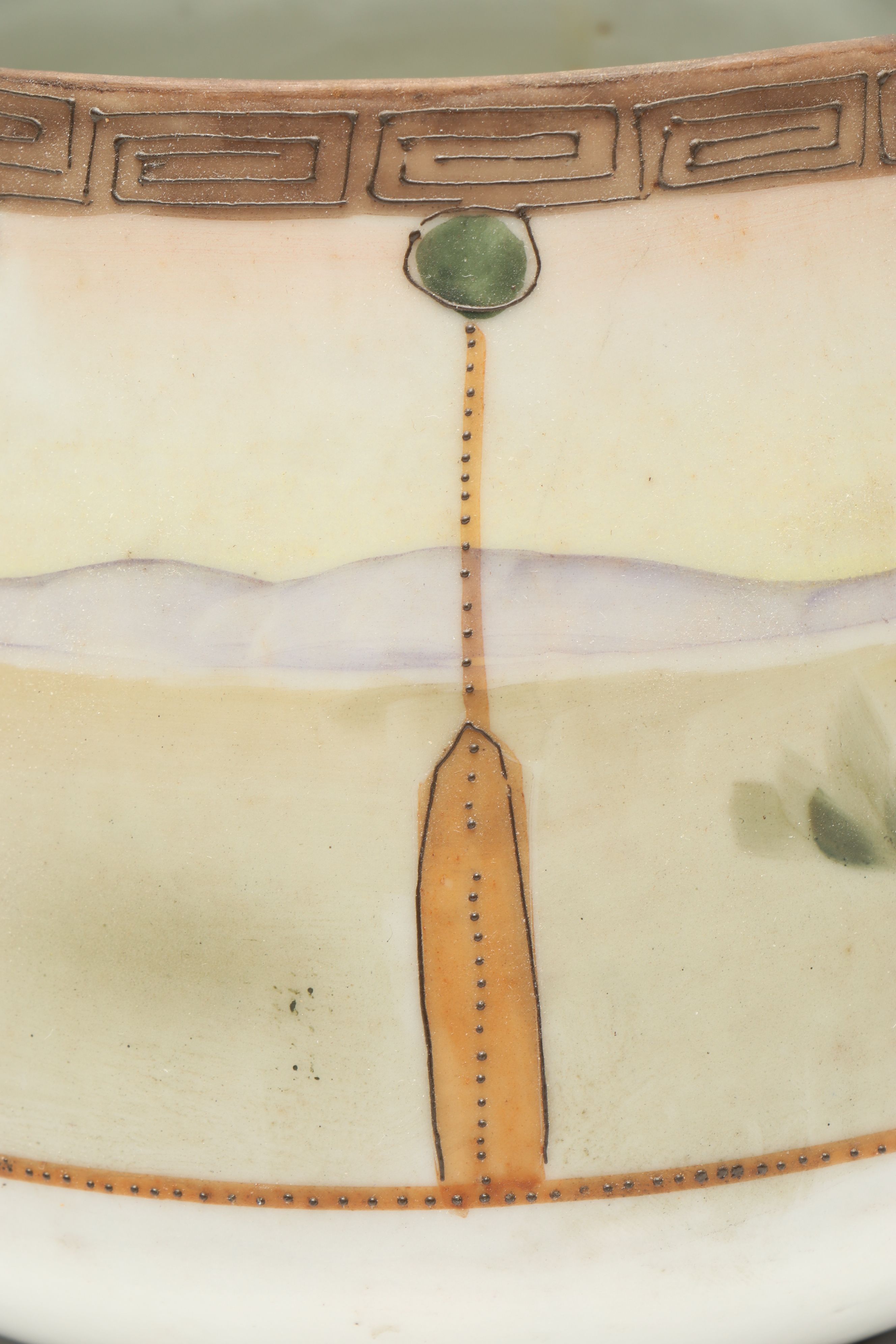 Japanese Export Hand-Painted Porcelain Landscape Pitcher, Early 20th Century