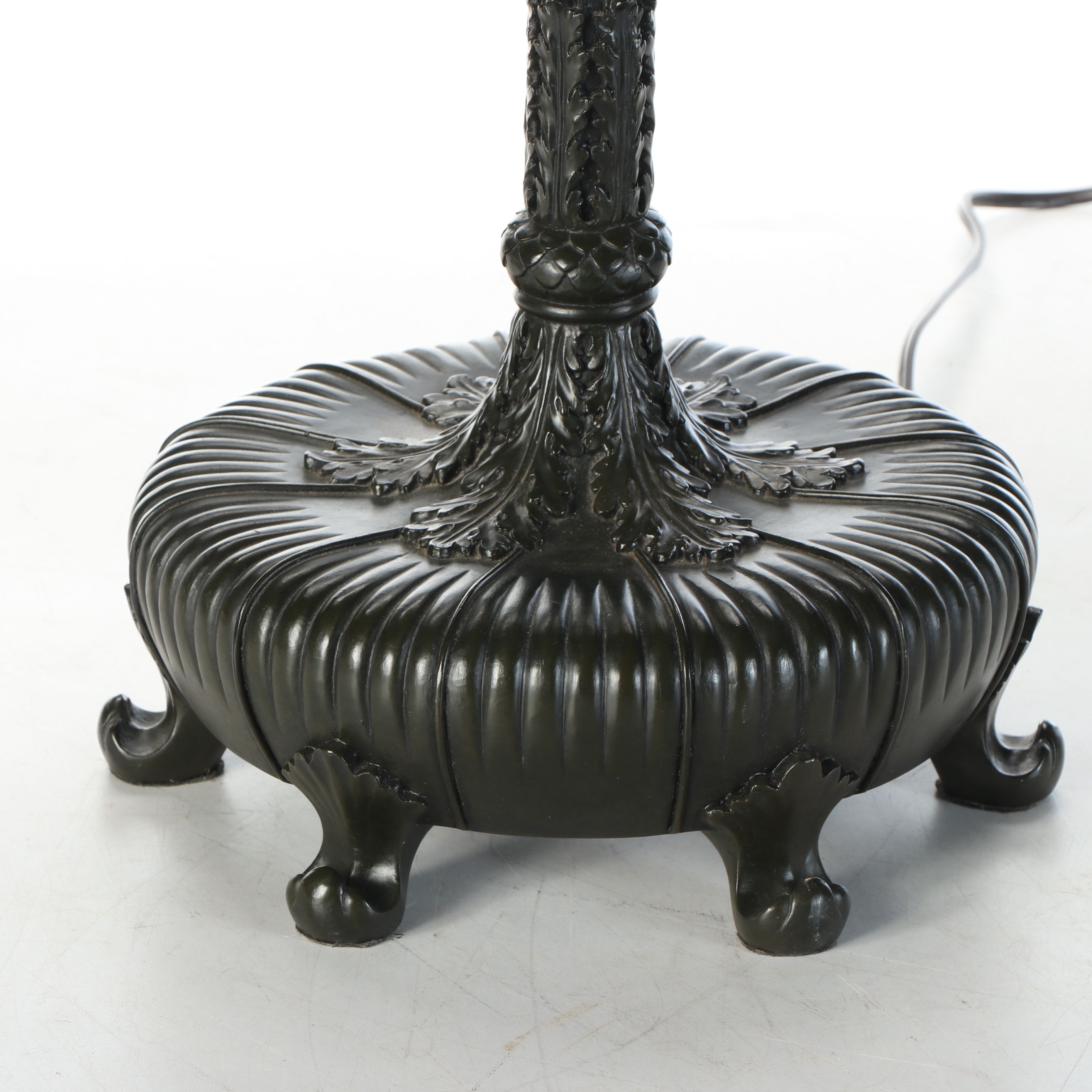 Art Nouveau Inspired Glass Shade Double-Socket Table Lamp