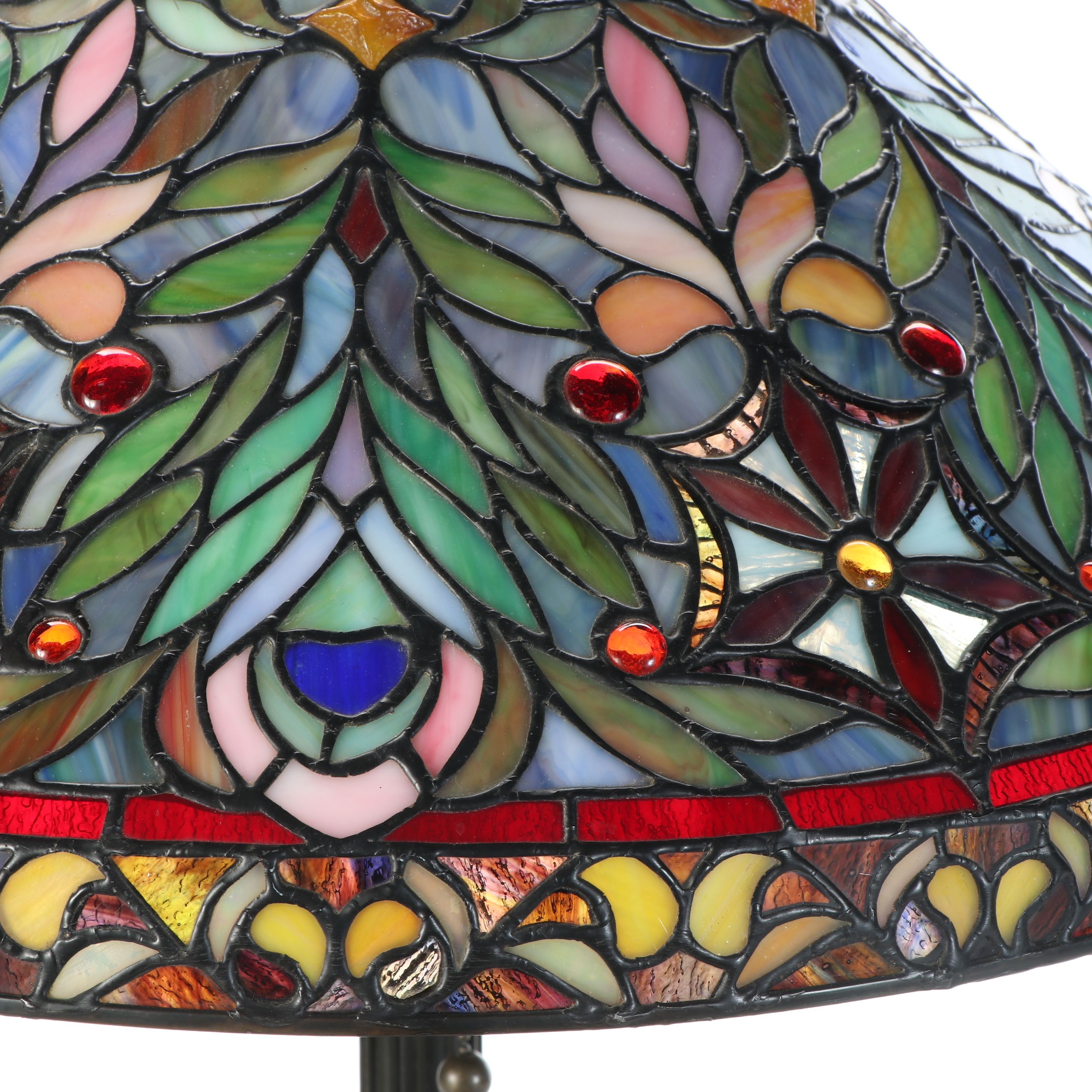Art Nouveau Inspired Glass Shade Double-Socket Table Lamp