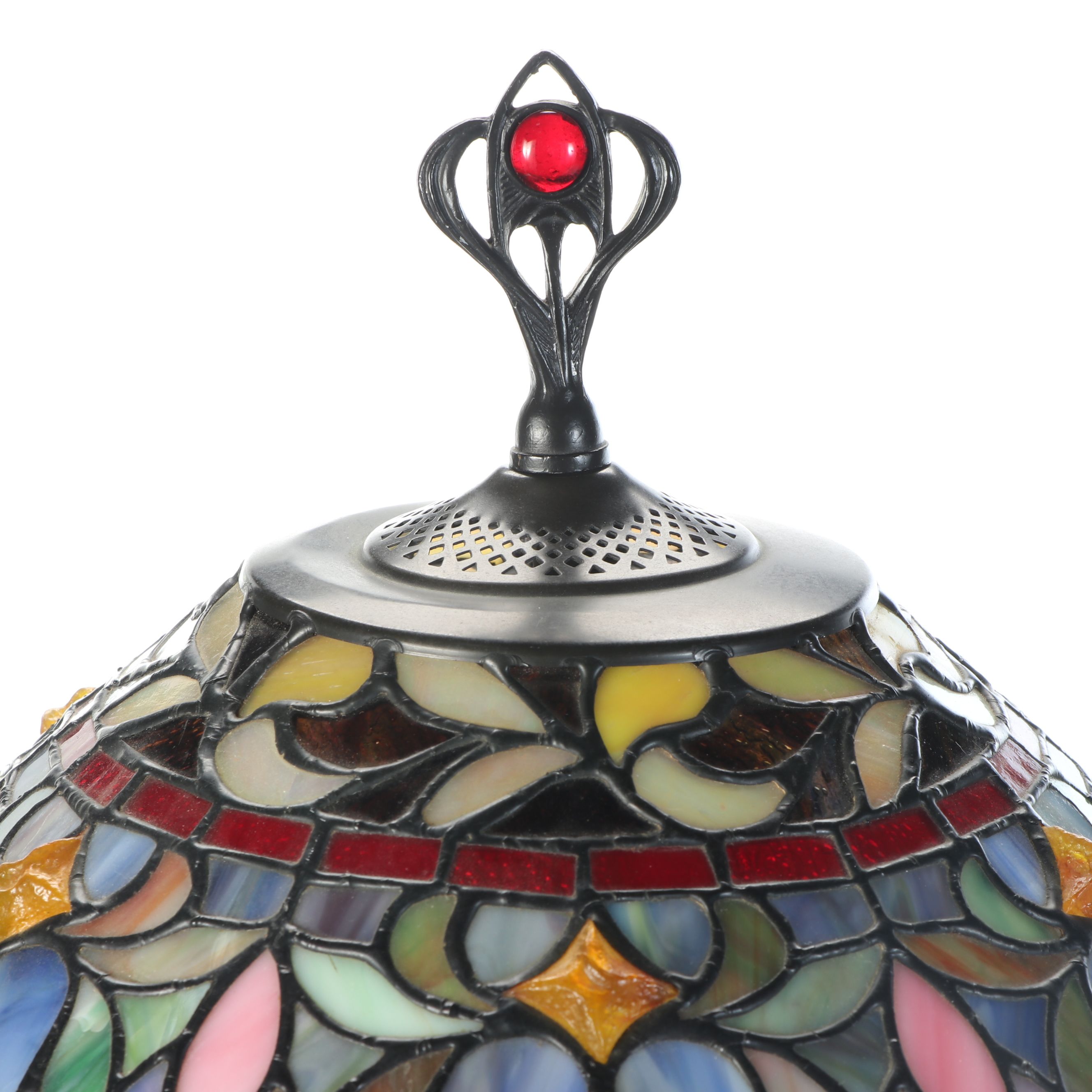 Art Nouveau Inspired Glass Shade Double-Socket Table Lamp