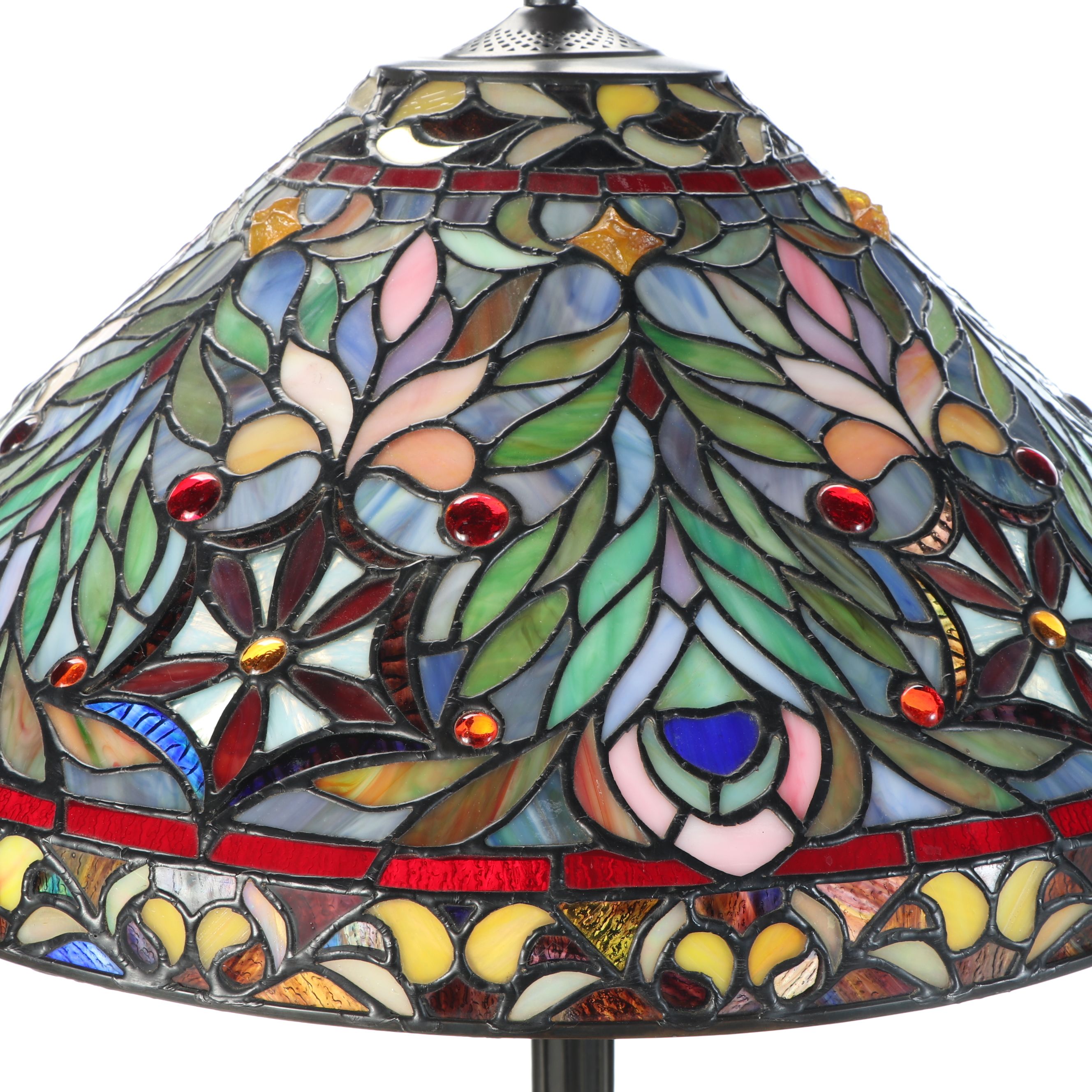 Art Nouveau Inspired Glass Shade Double-Socket Table Lamp