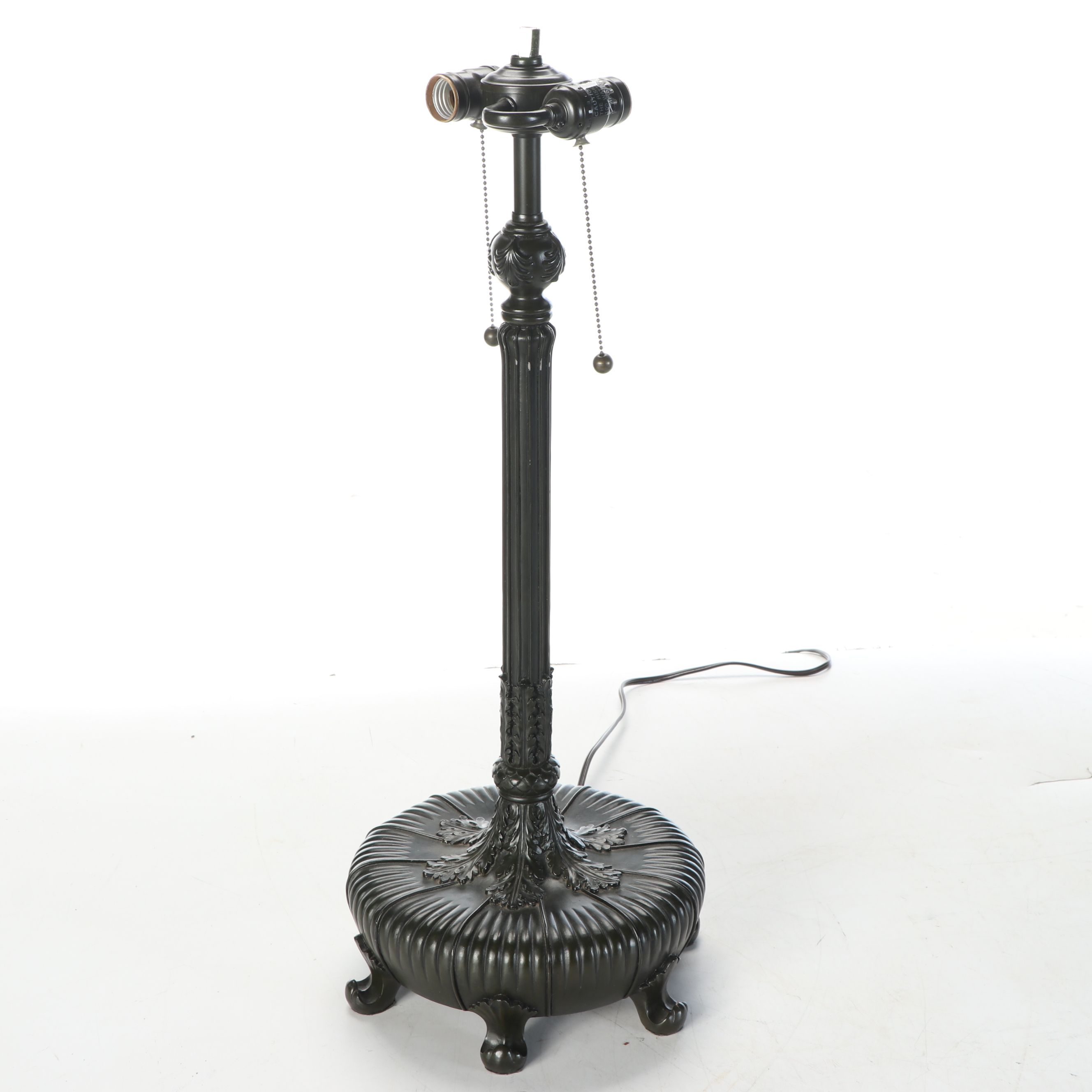 Art Nouveau Inspired Glass Shade Double-Socket Table Lamp