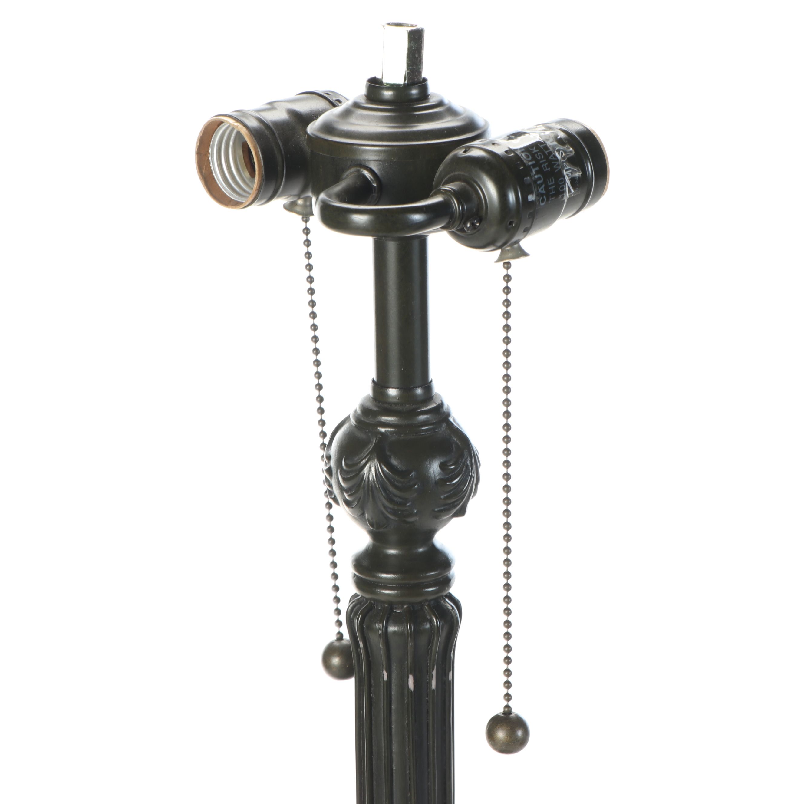 Art Nouveau Inspired Glass Shade Double-Socket Table Lamp