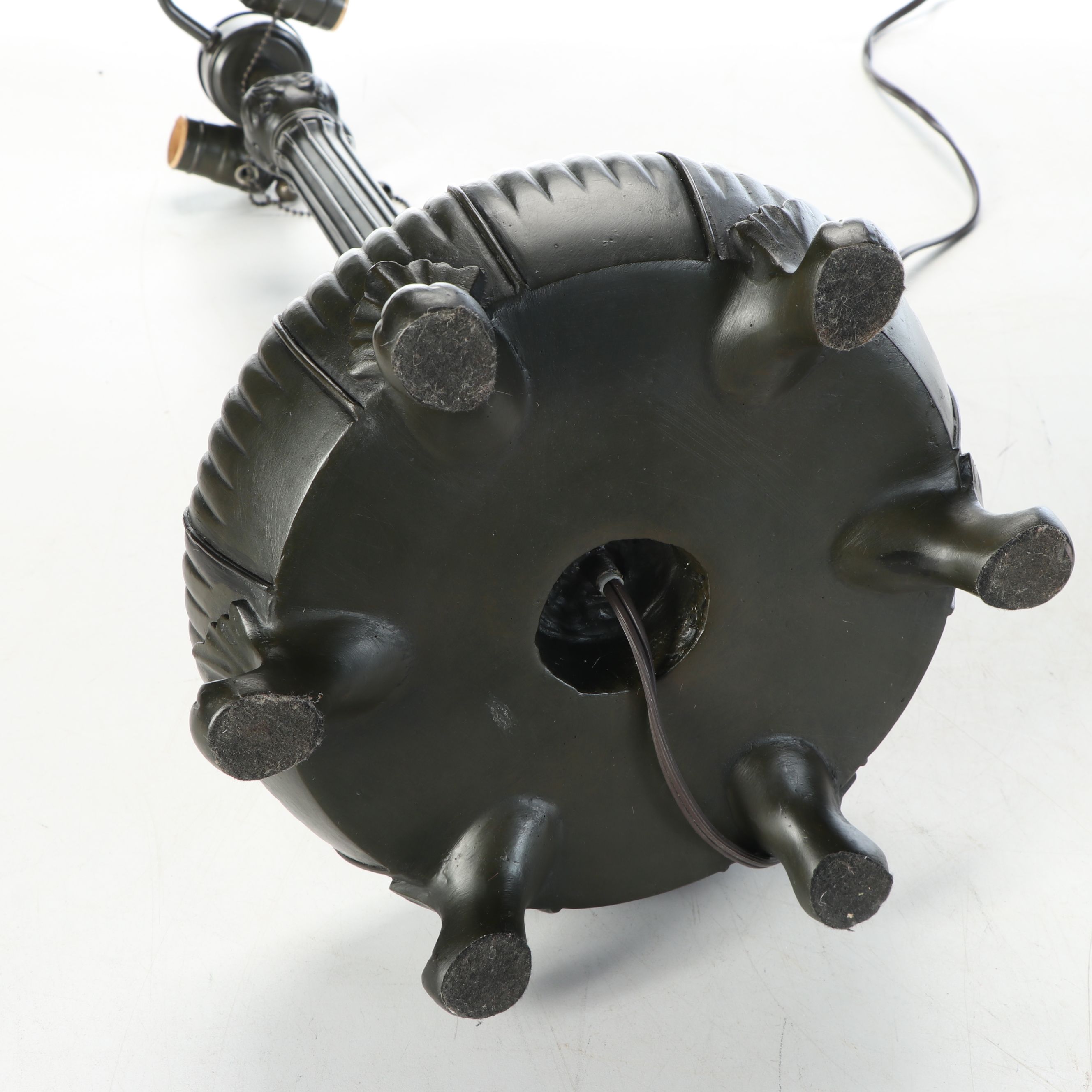 Art Nouveau Inspired Glass Shade Double-Socket Table Lamp