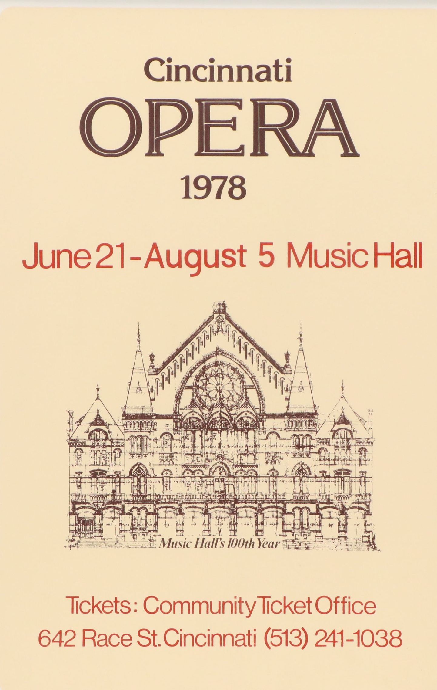 Cincinnati Music Hall Serigraph "Cincinnati Opera," 1978