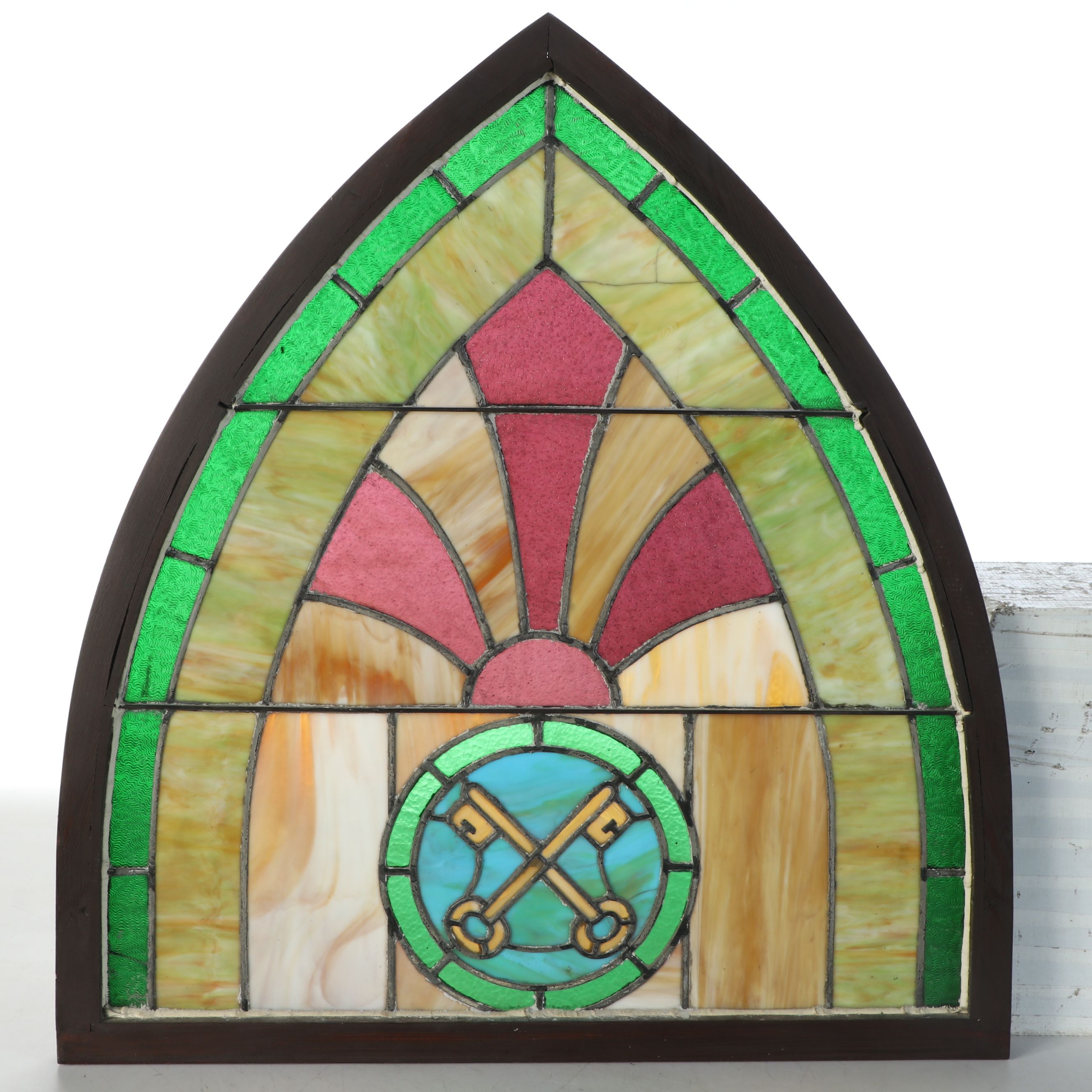 St Peter's Keys Under Arch Stained Glass Window Panel