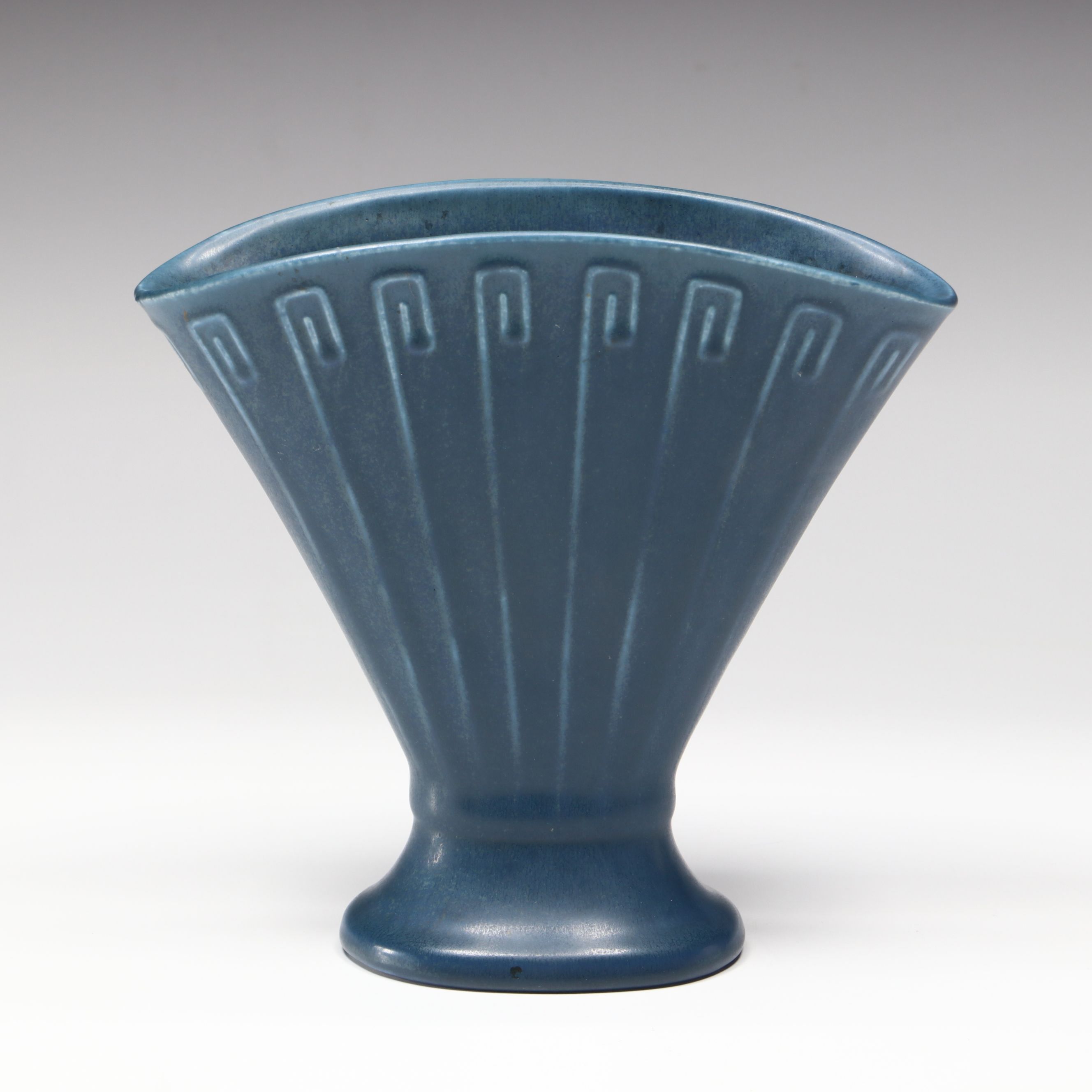 Rookwood Pottery Art Deco Blue Glaze Fan Vase, 1928