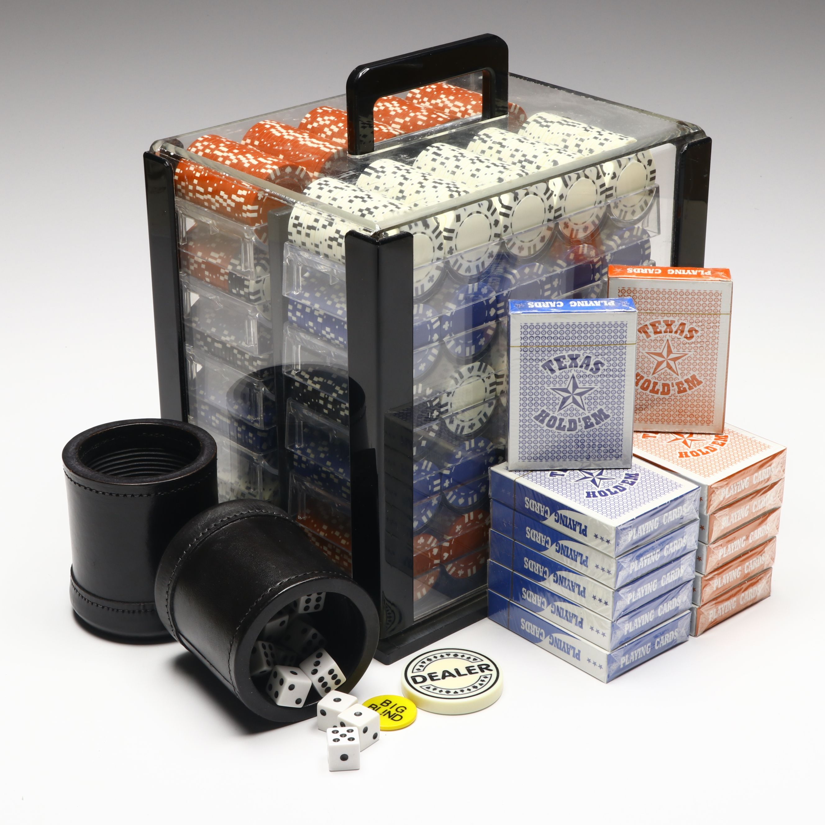 Poker Chip Carrying Caddy with Chips, Playing Cards and More Casino Accessories