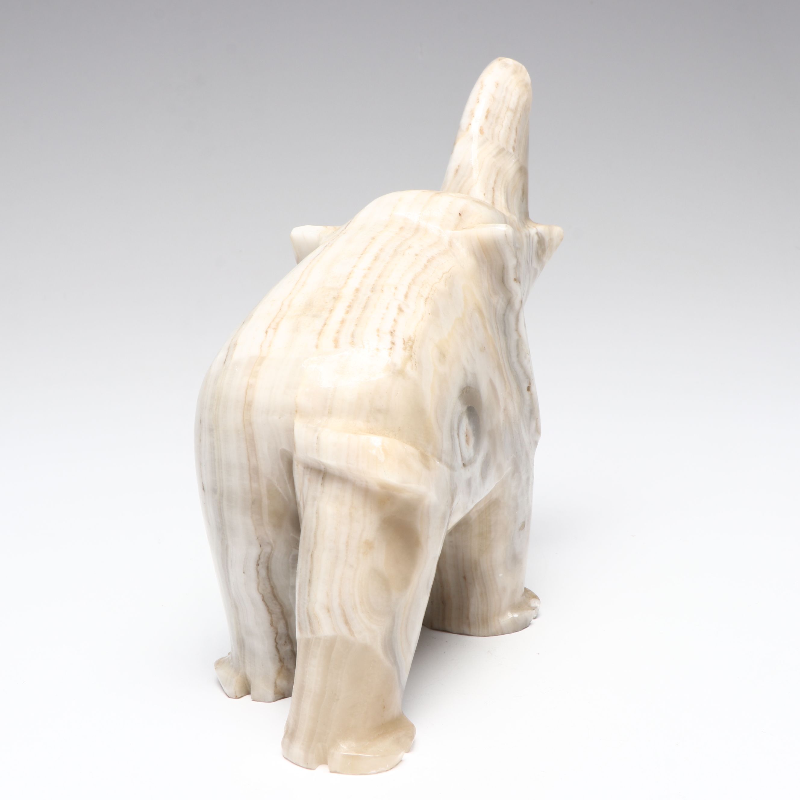 Hand-Carved Calcite Marble Elephant