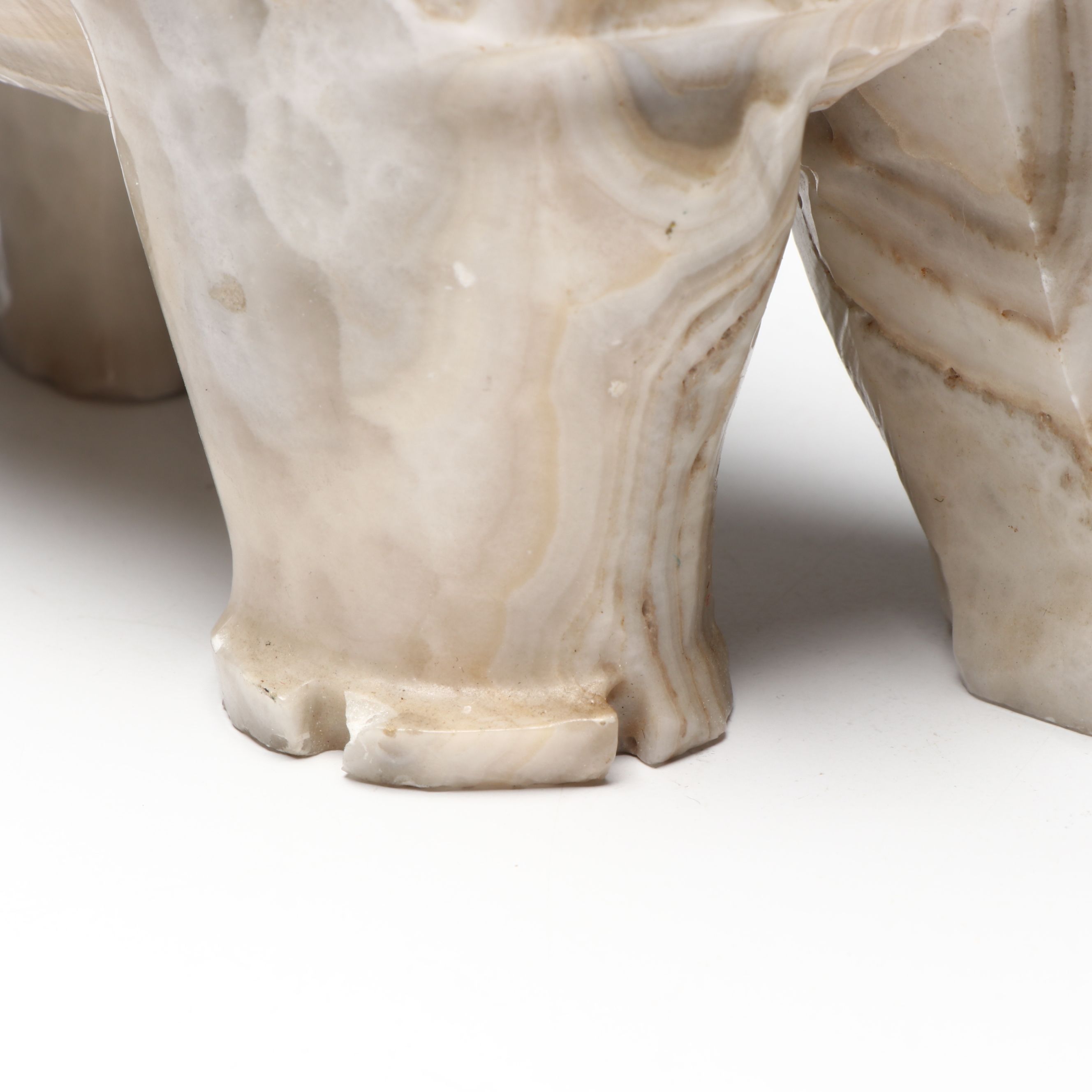 Hand-Carved Calcite Marble Elephant