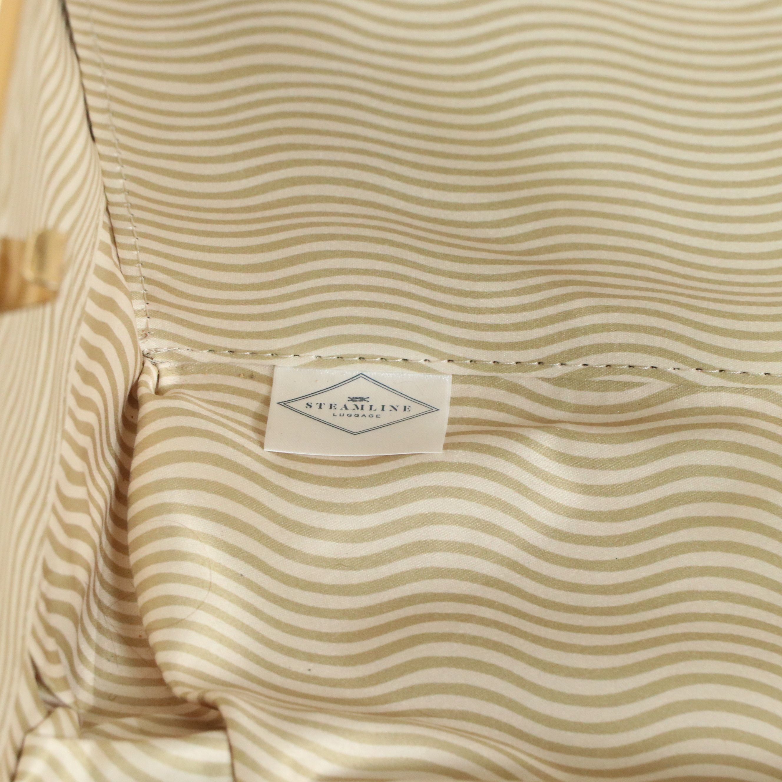 Steamline "The Diplomat" Five-Piece Trunk Luggage Set in Cream and Brown Leather