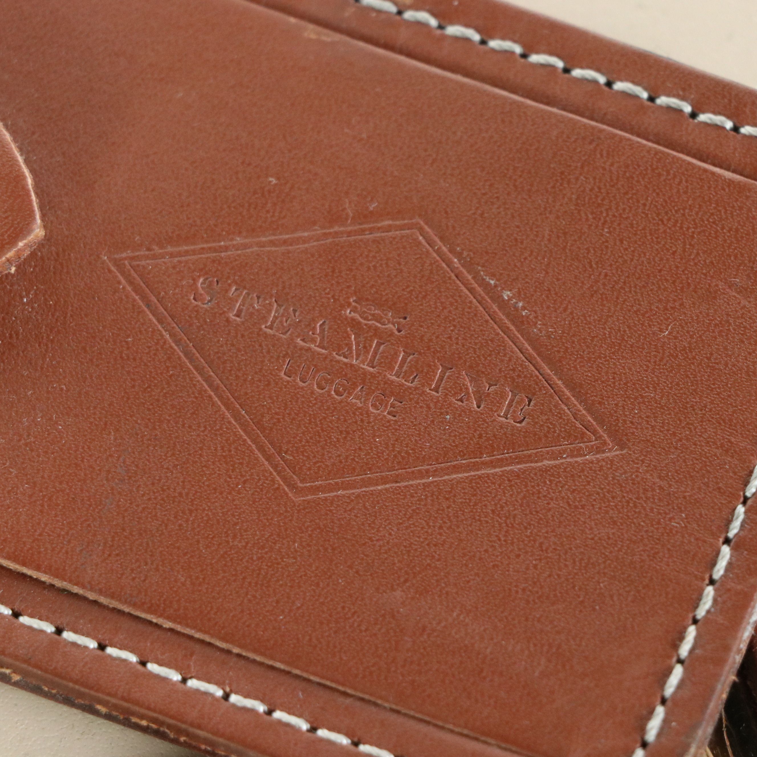 Steamline "The Diplomat" Five-Piece Trunk Luggage Set in Cream and Brown Leather