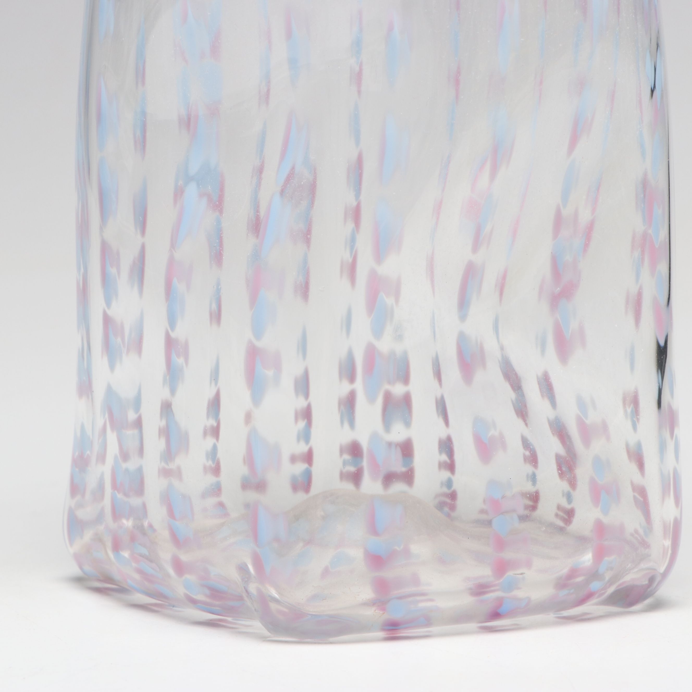 Murano Style "Fazzoletto" Tall Vase with Other Hand-Painted Glass Vase