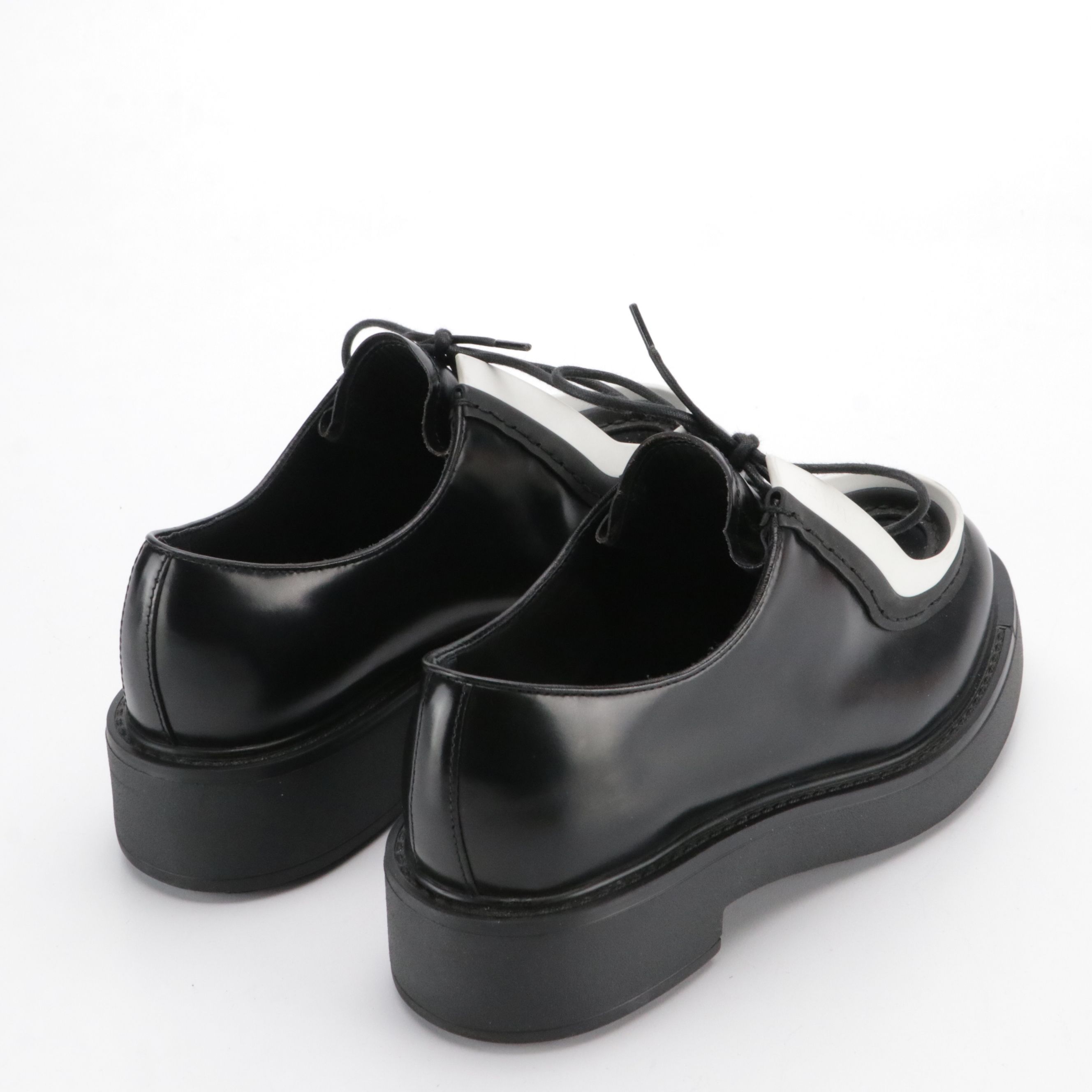Prada Monolith Derby Lug Sole Shoes in Spazzolato Leather with Rubber Trim