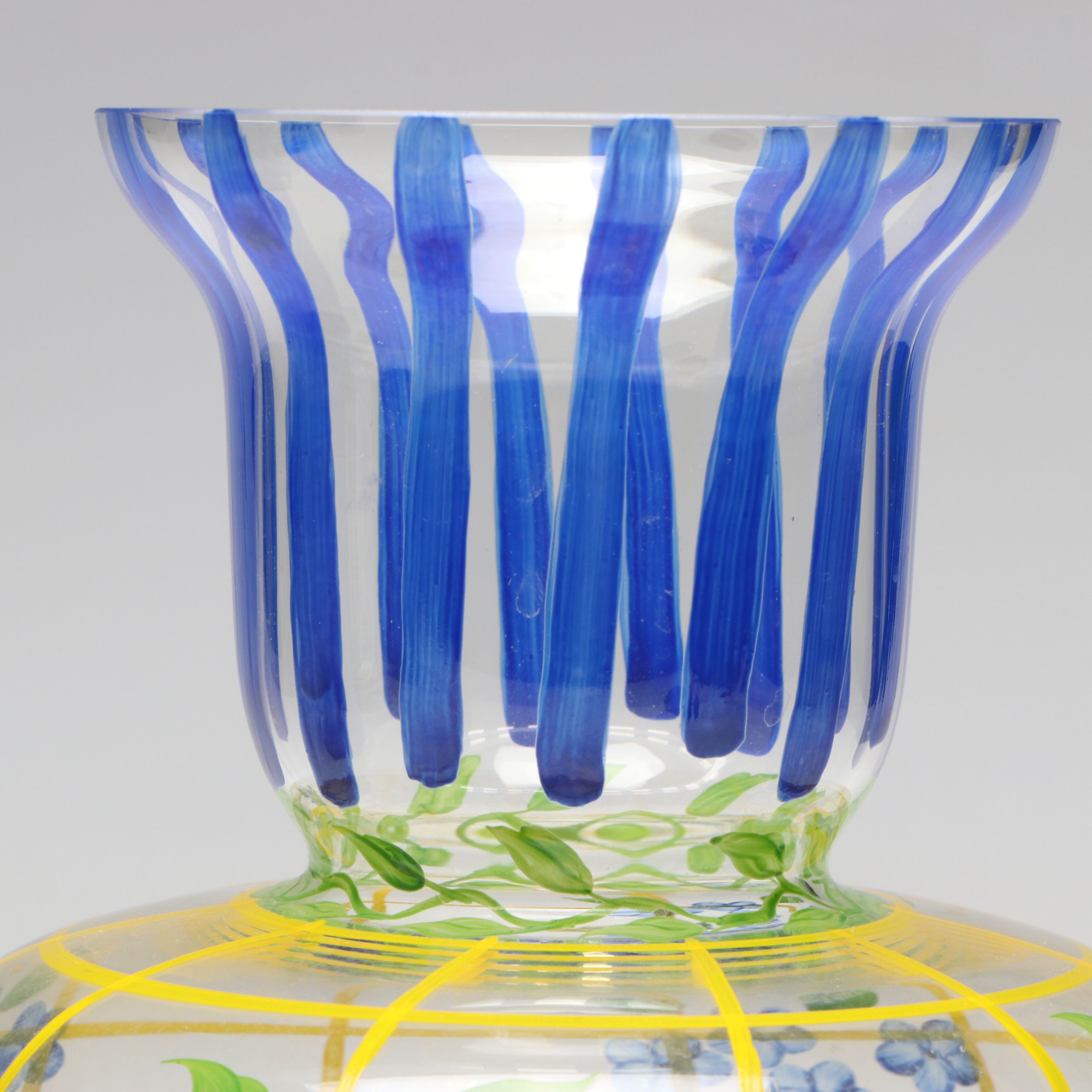 Murano Style "Fazzoletto" Tall Vase with Other Hand-Painted Glass Vase