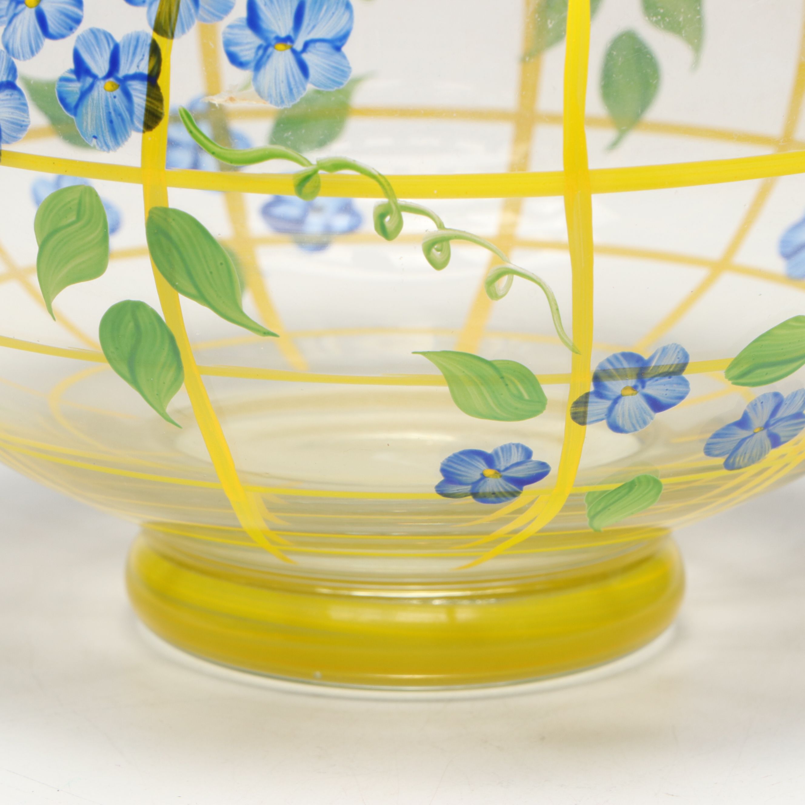 Murano Style "Fazzoletto" Tall Vase with Other Hand-Painted Glass Vase