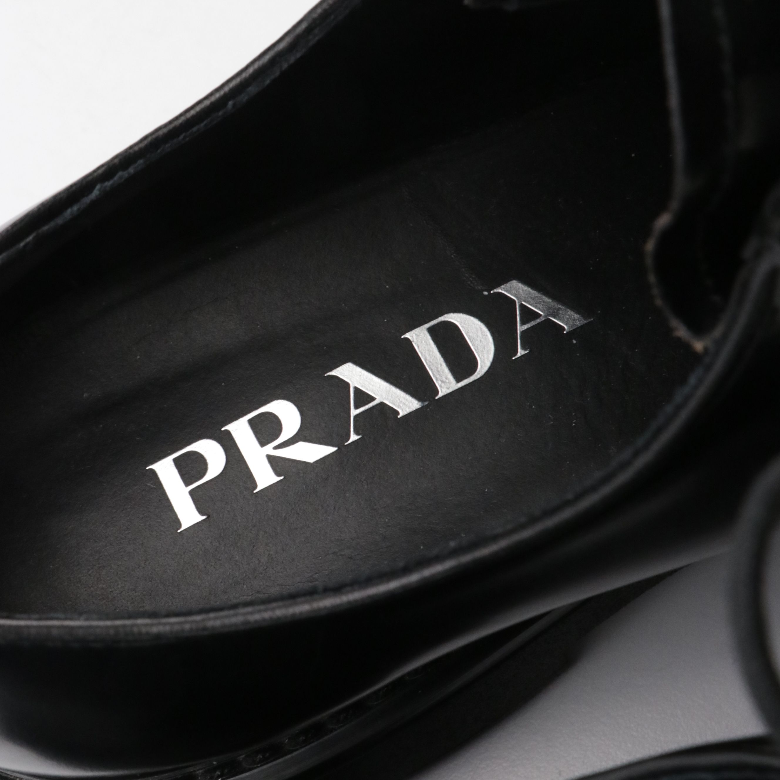 Prada Monolith Derby Lug Sole Shoes in Spazzolato Leather with Rubber Trim