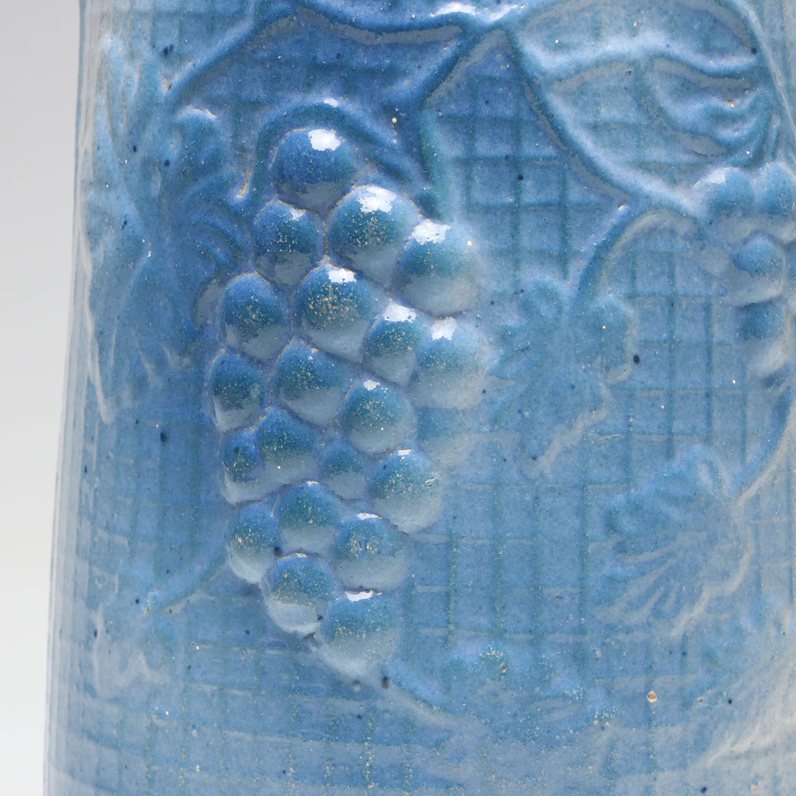 North Star "Grape and Trellis" Salt Glazed Stoneware Pitcher, 1890s