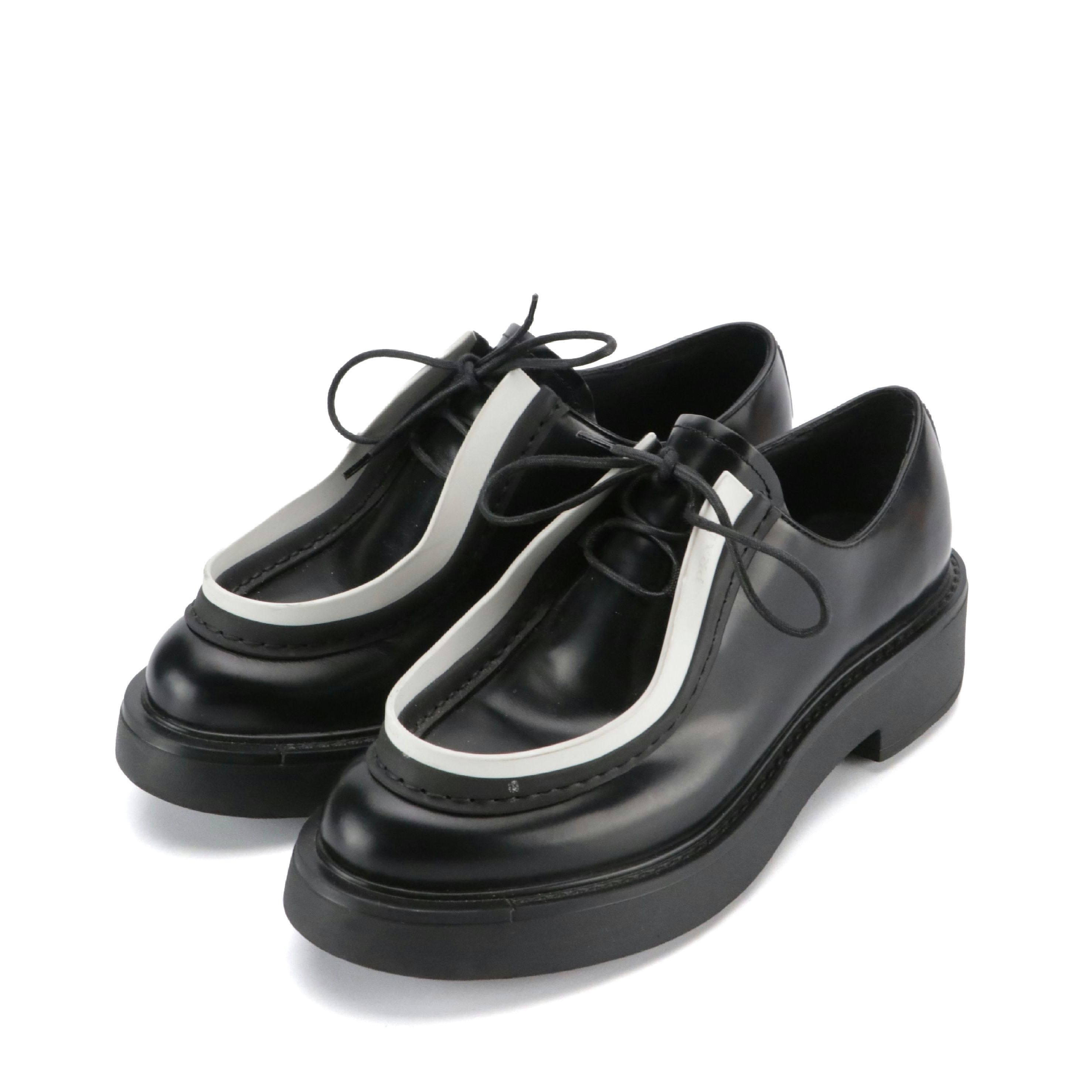 Prada Monolith Derby Lug Sole Shoes in Spazzolato Leather with Rubber Trim