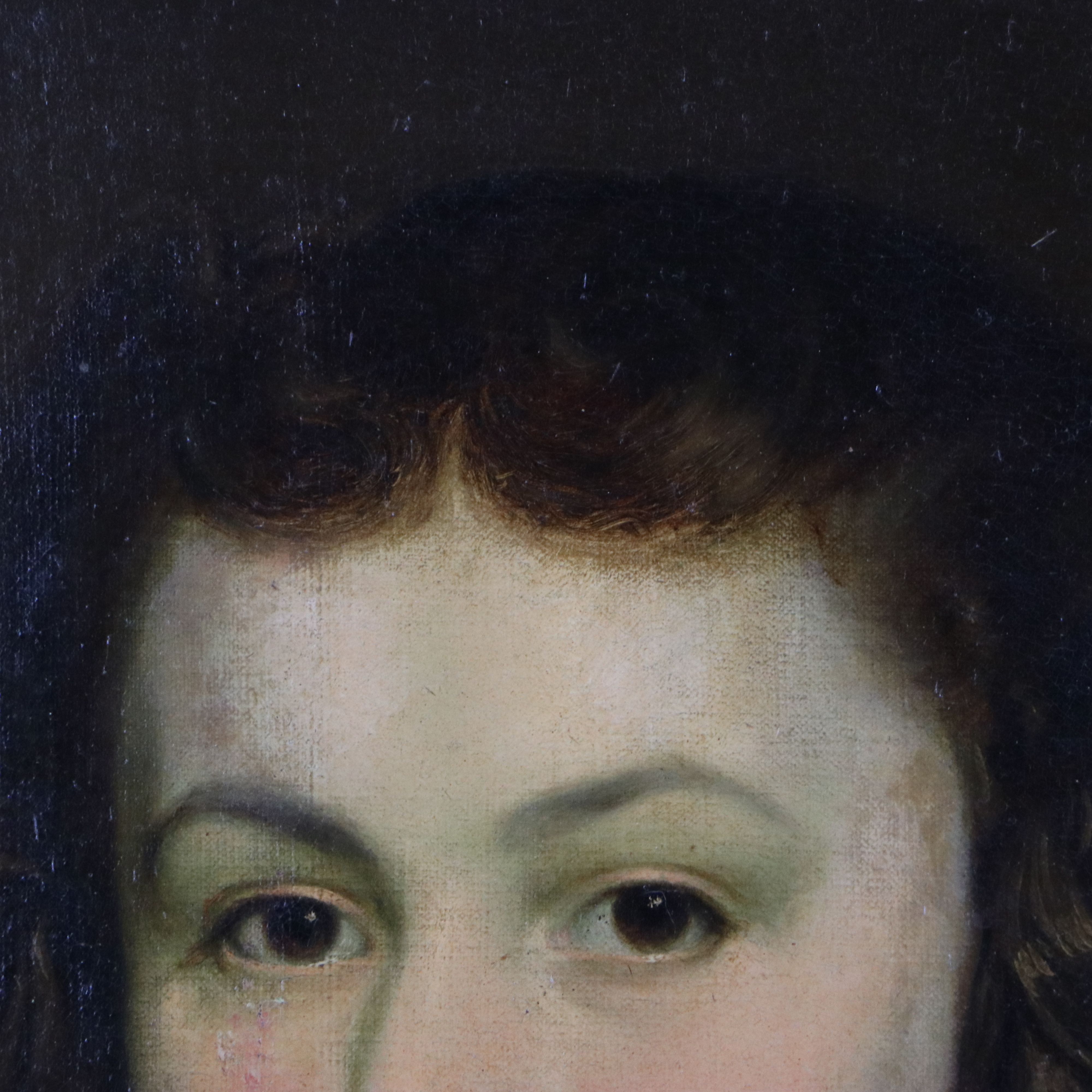 European School Oil Portrait of Young Woman, 19th Century