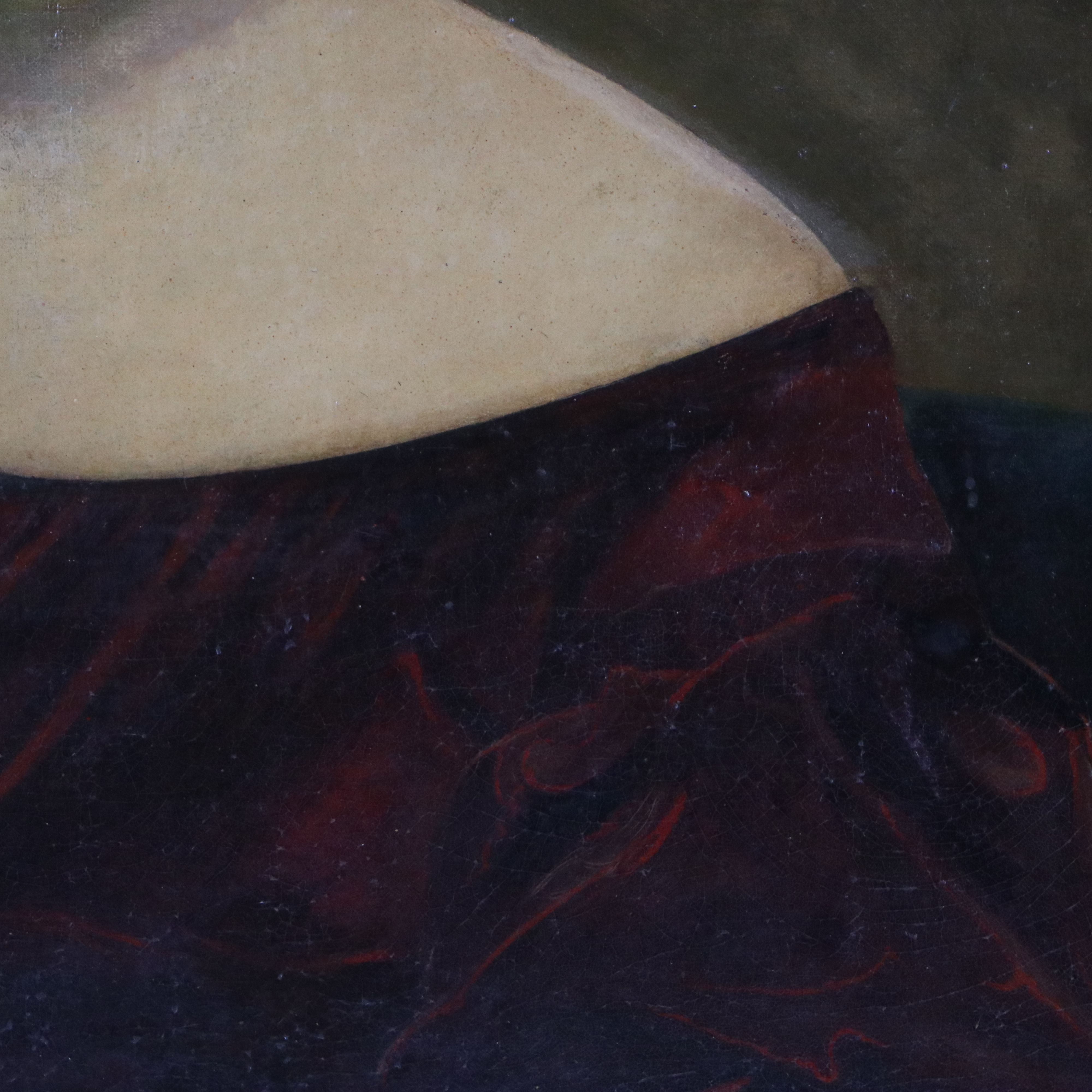 European School Oil Portrait of Young Woman, 19th Century