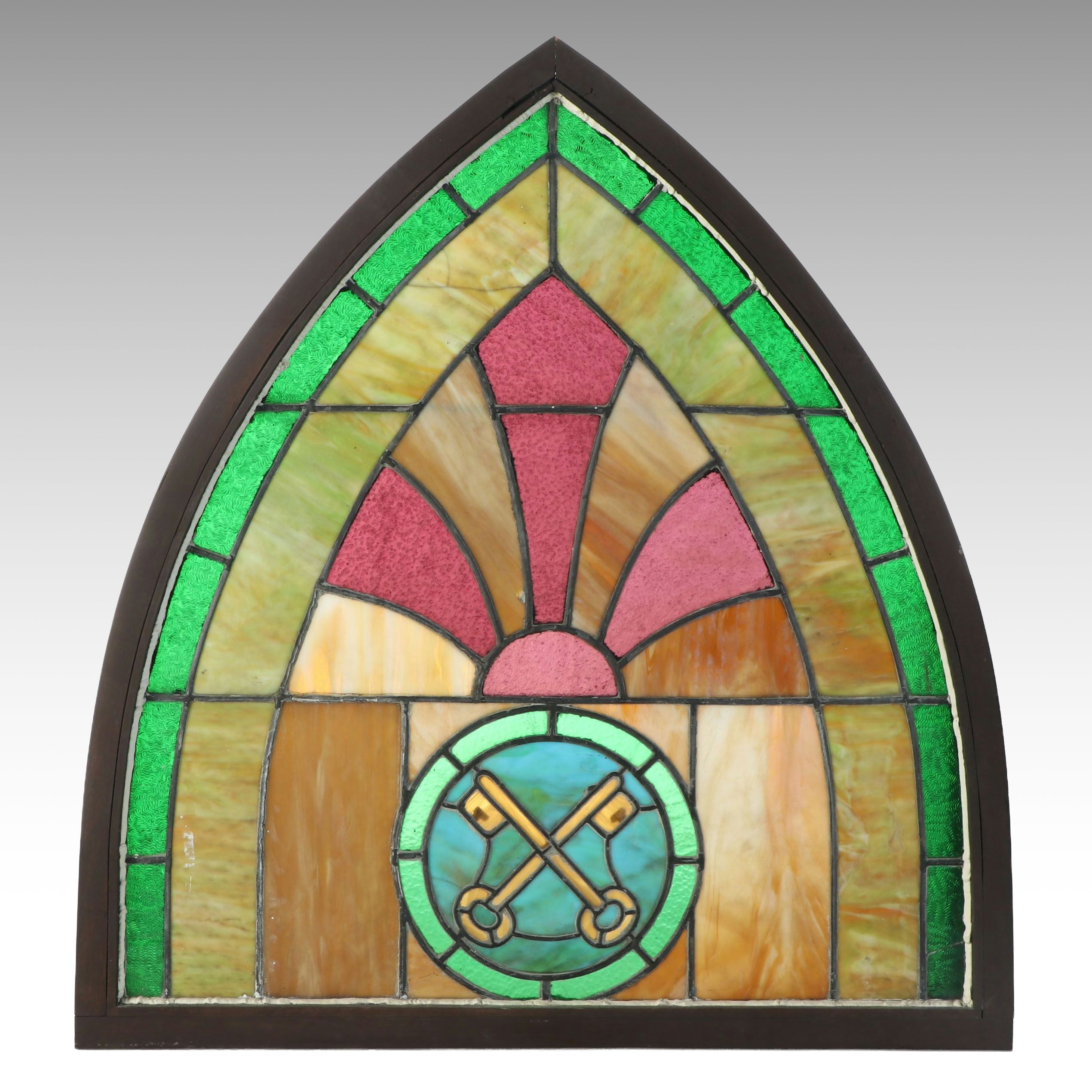 St Peter's Keys Under Arch Stained Glass Window Panel
