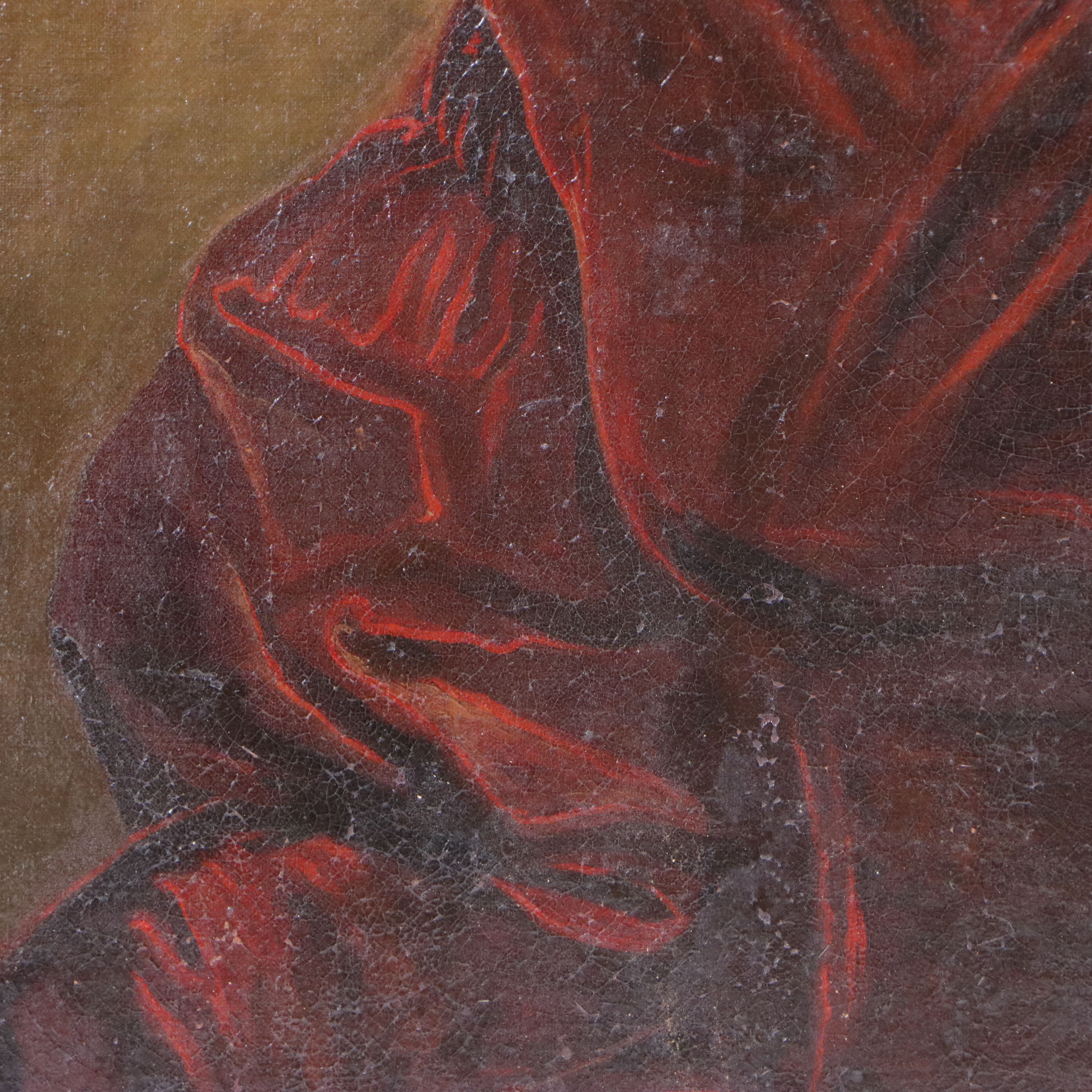 European School Oil Portrait of Young Woman, 19th Century