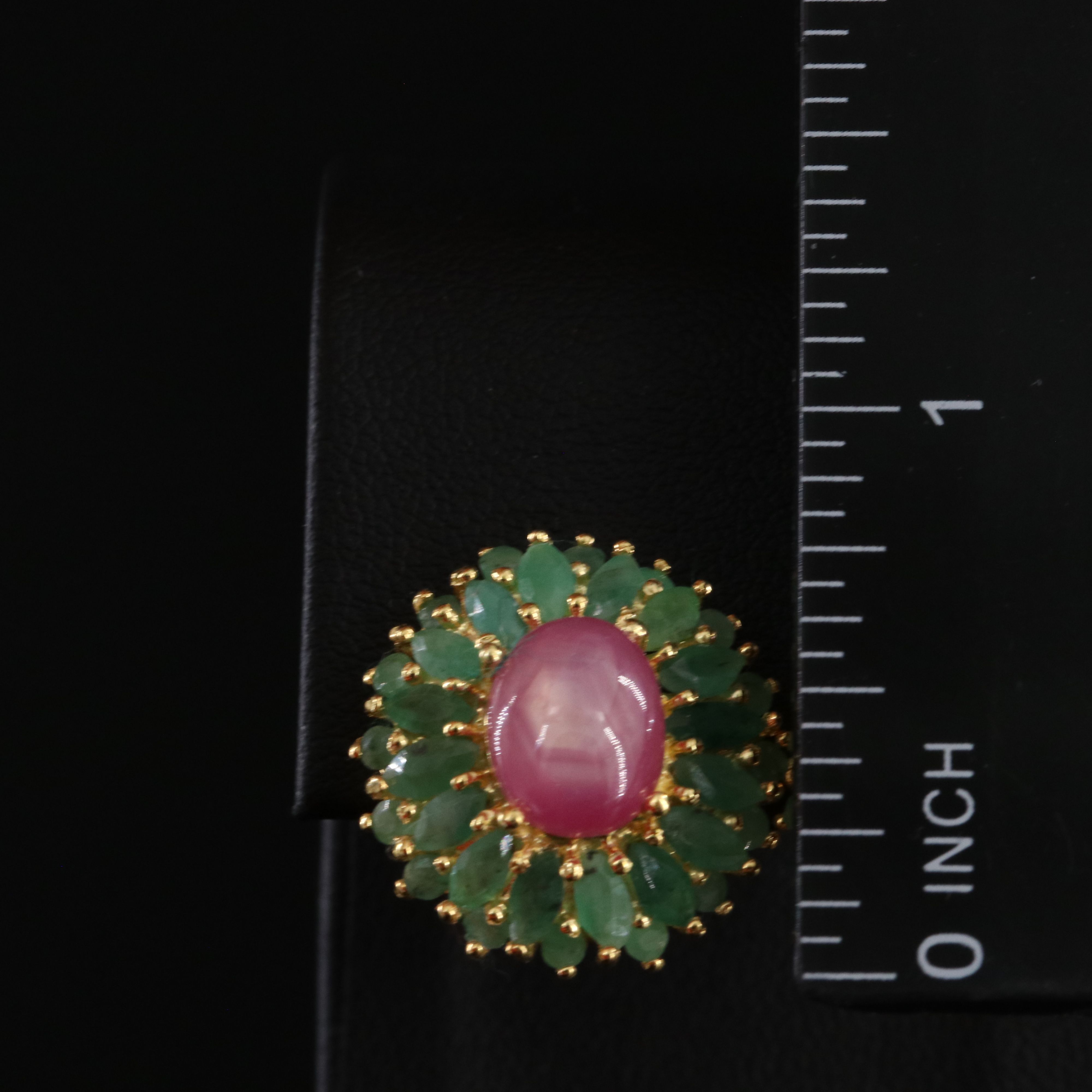 Sterling Filled Corundum and Emerald Earrings