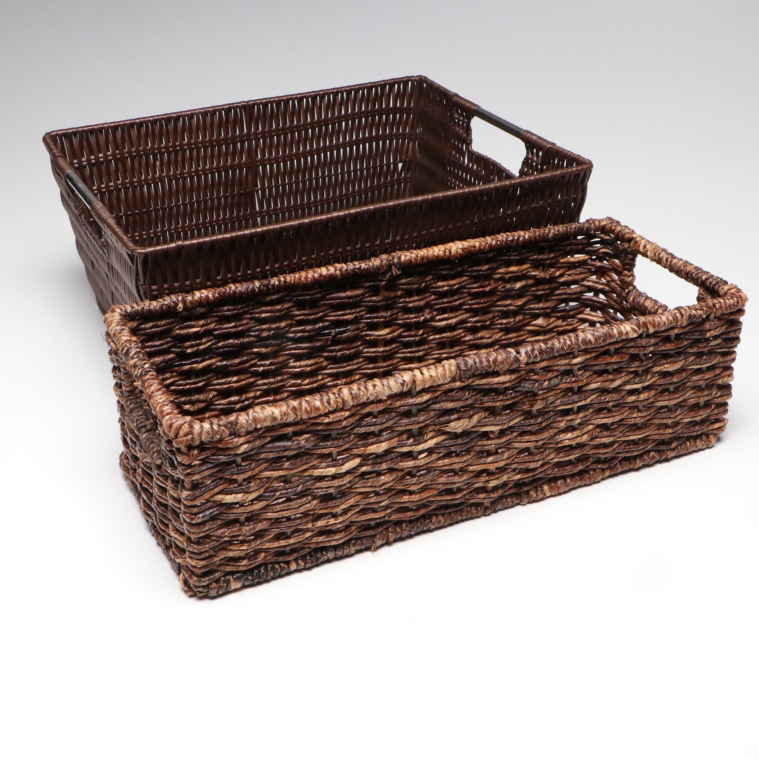 Mexican Cartonería Papier-Mâché Folk Art Figurines with Woven Baskets