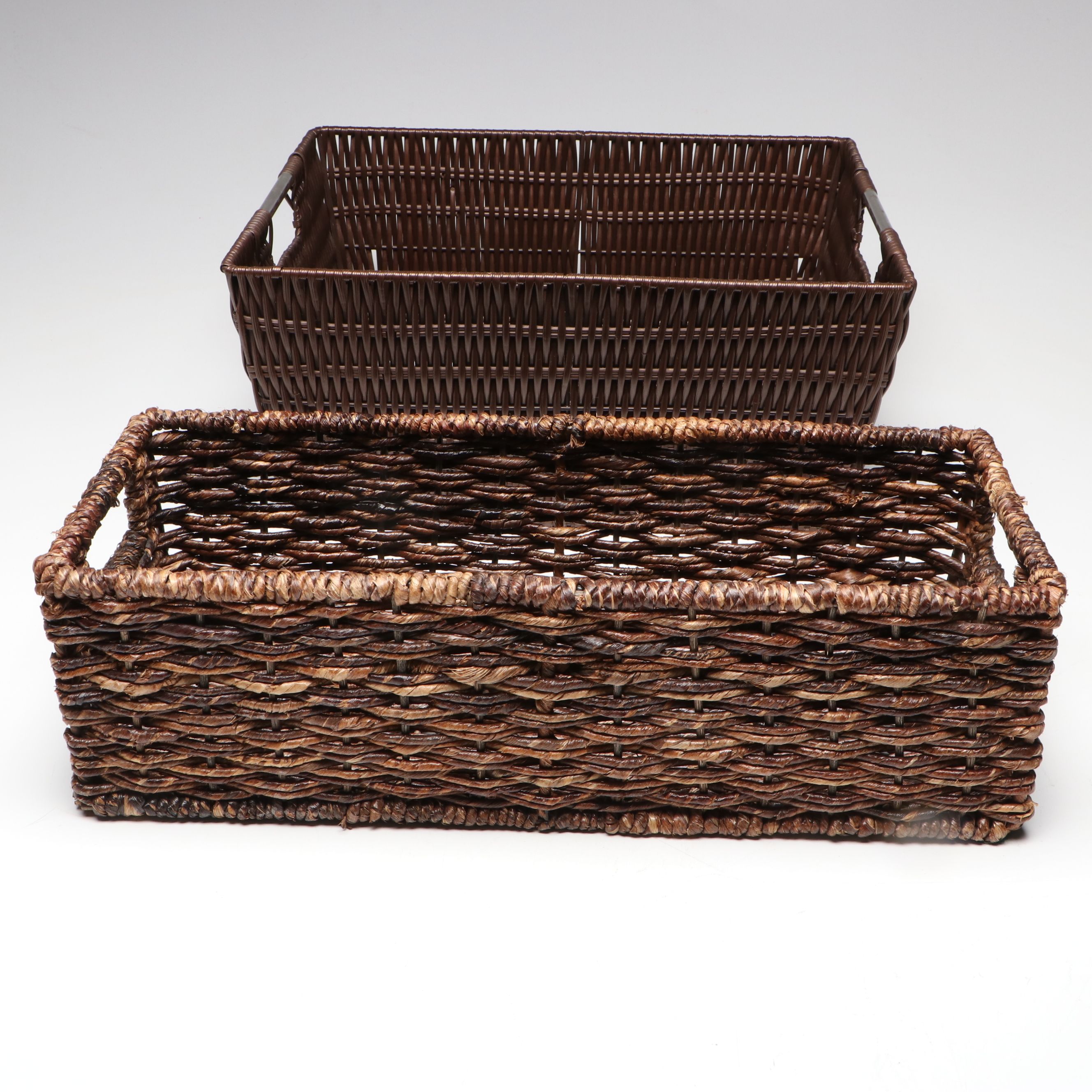 Mexican Cartonería Papier-Mâché Folk Art Figurines with Woven Baskets