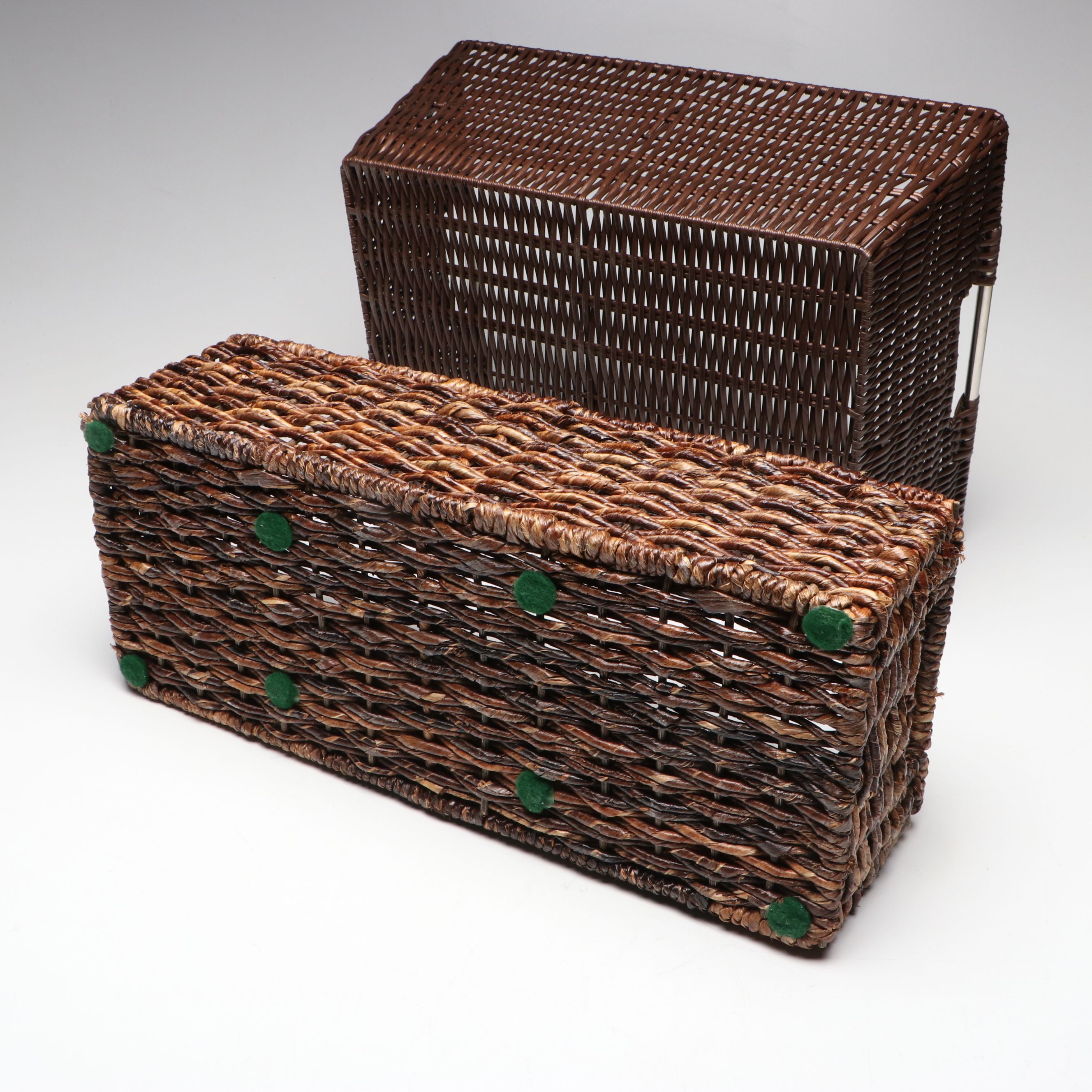 Mexican Cartonería Papier-Mâché Folk Art Figurines with Woven Baskets