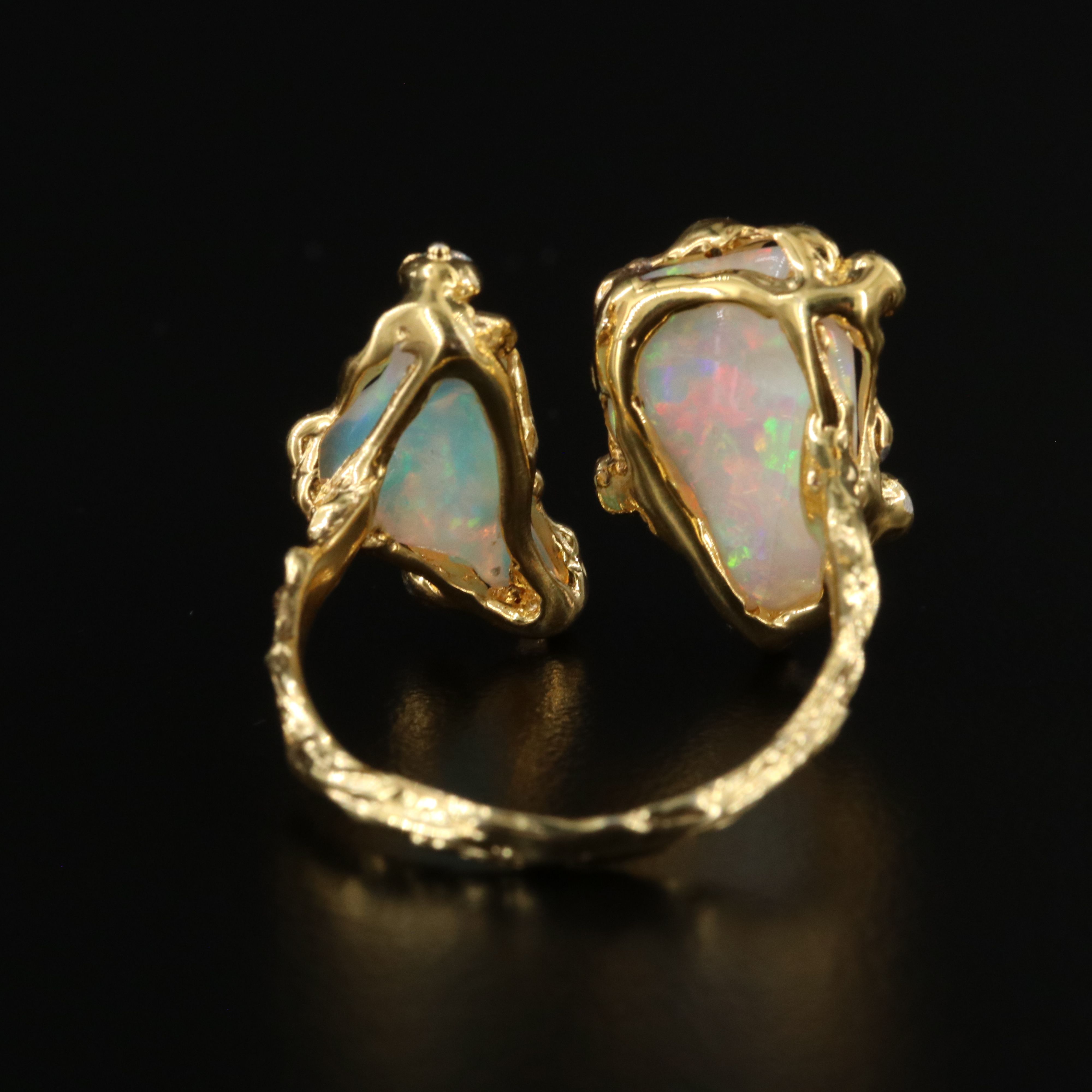 Sterling Opal and Aquamarine Torque Ring