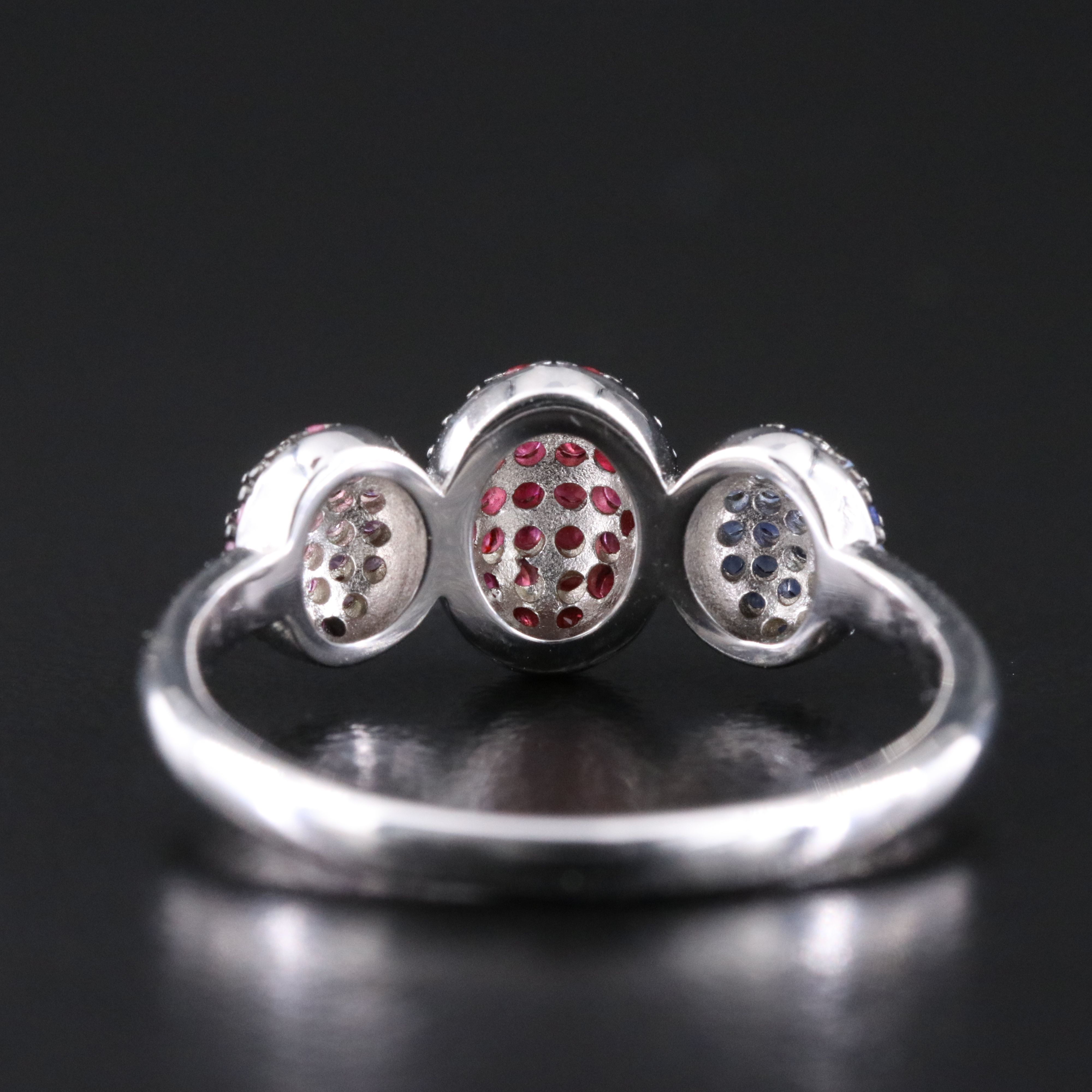Sterling Pavé Ruby and Sapphire Ring