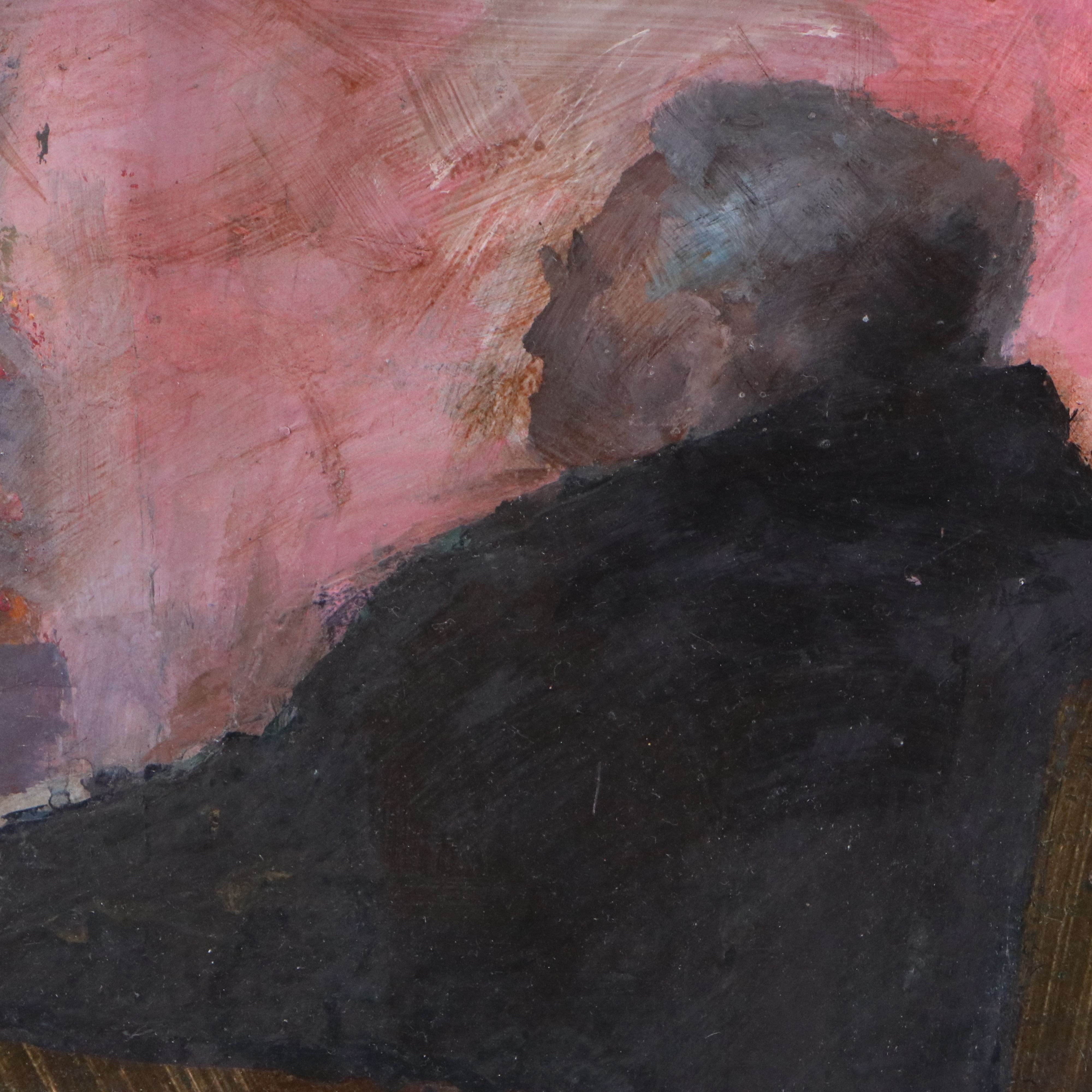 Cecilie Leuchtman Acrylic Painting "Old Man," Mid-20th Century