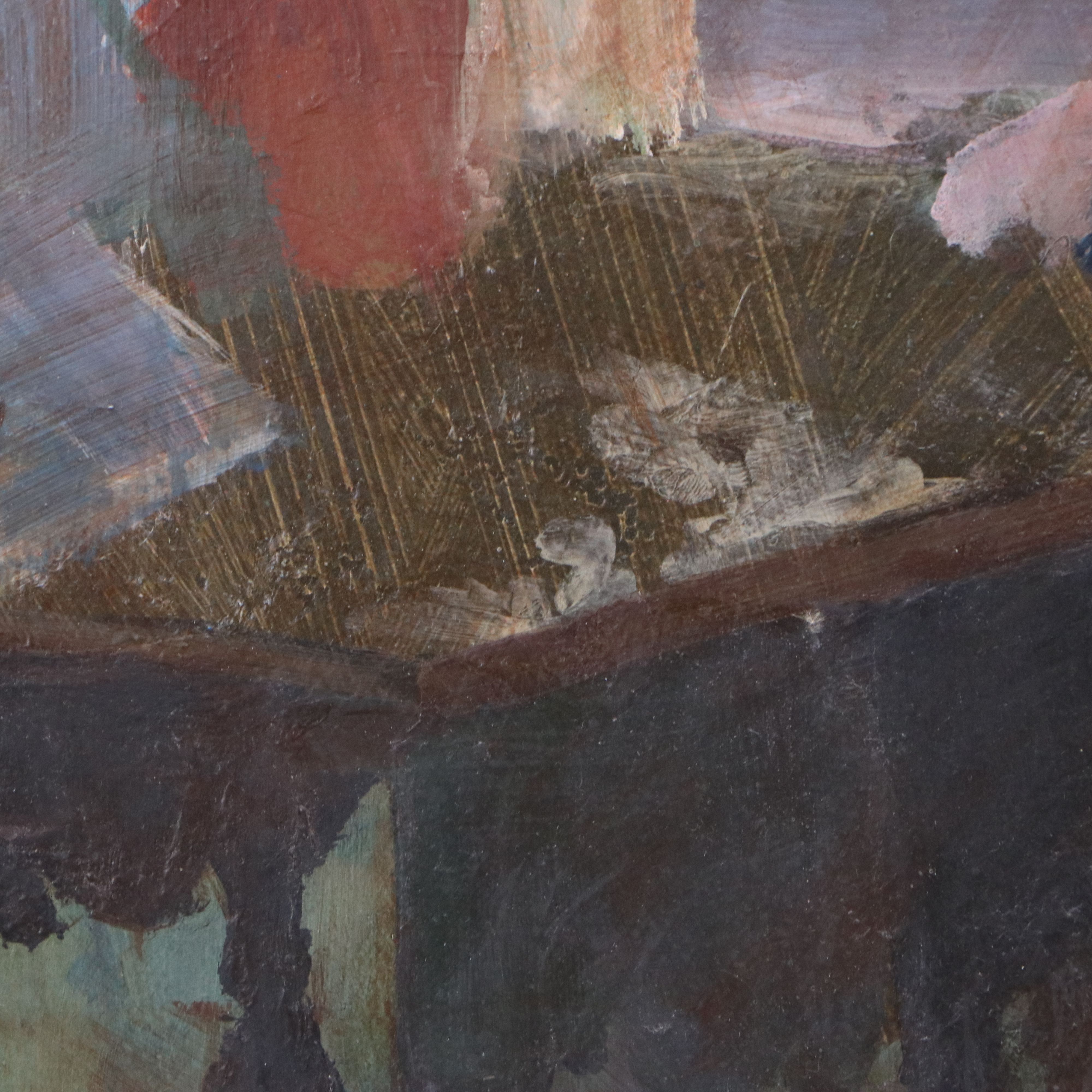 Cecilie Leuchtman Acrylic Painting "Old Man," Mid-20th Century