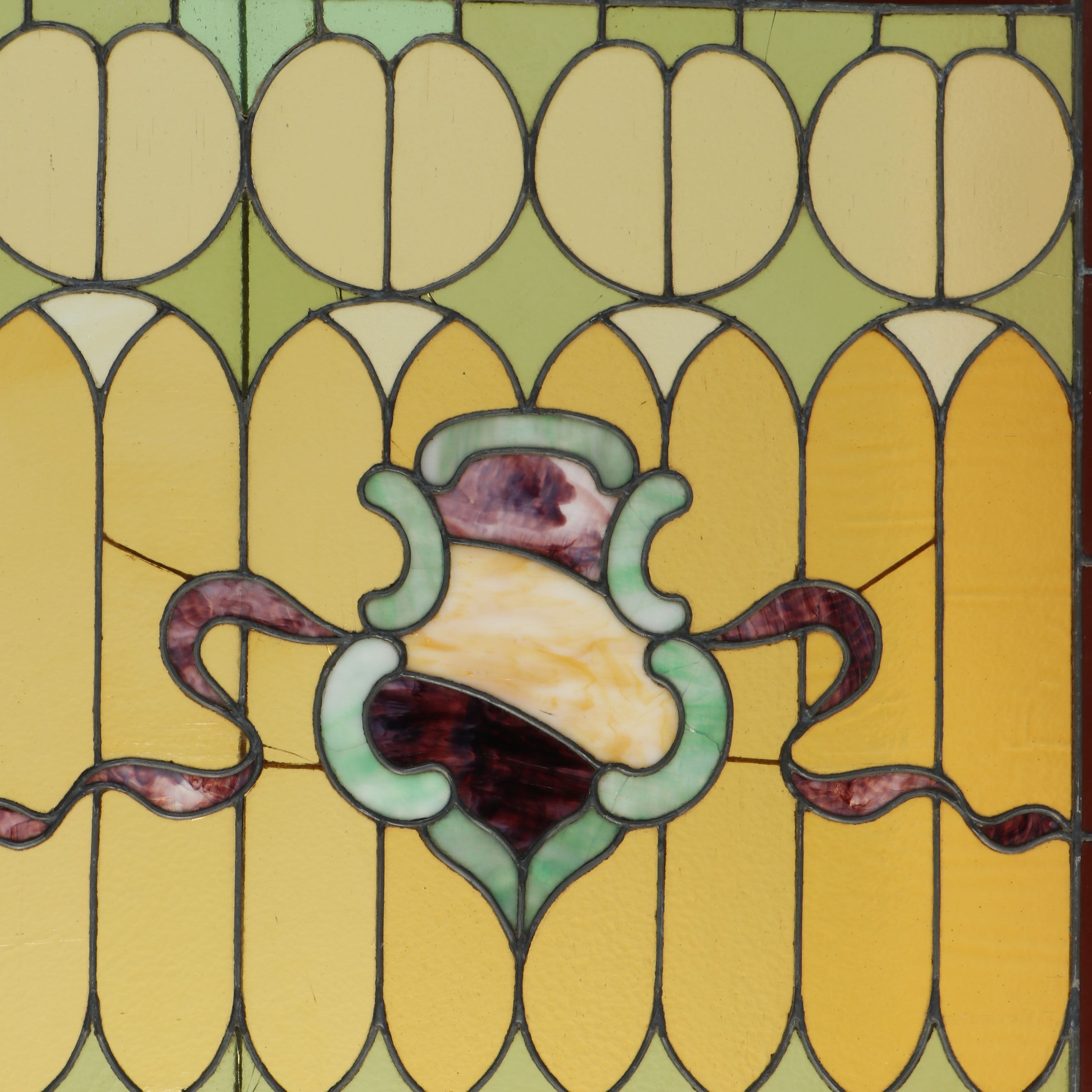 Shield Pattern Stained Glass Window Panel