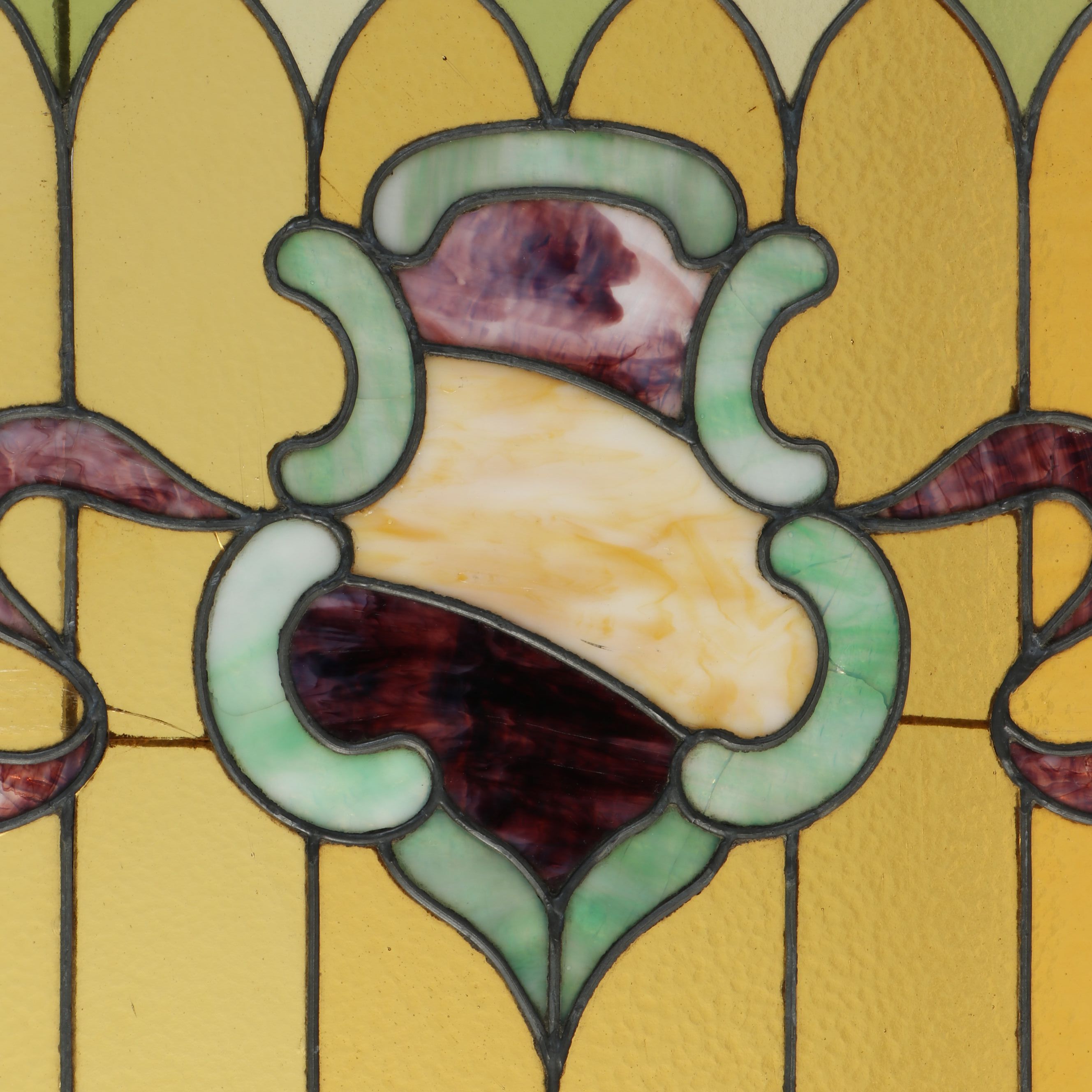 Shield Pattern Stained Glass Window Panel