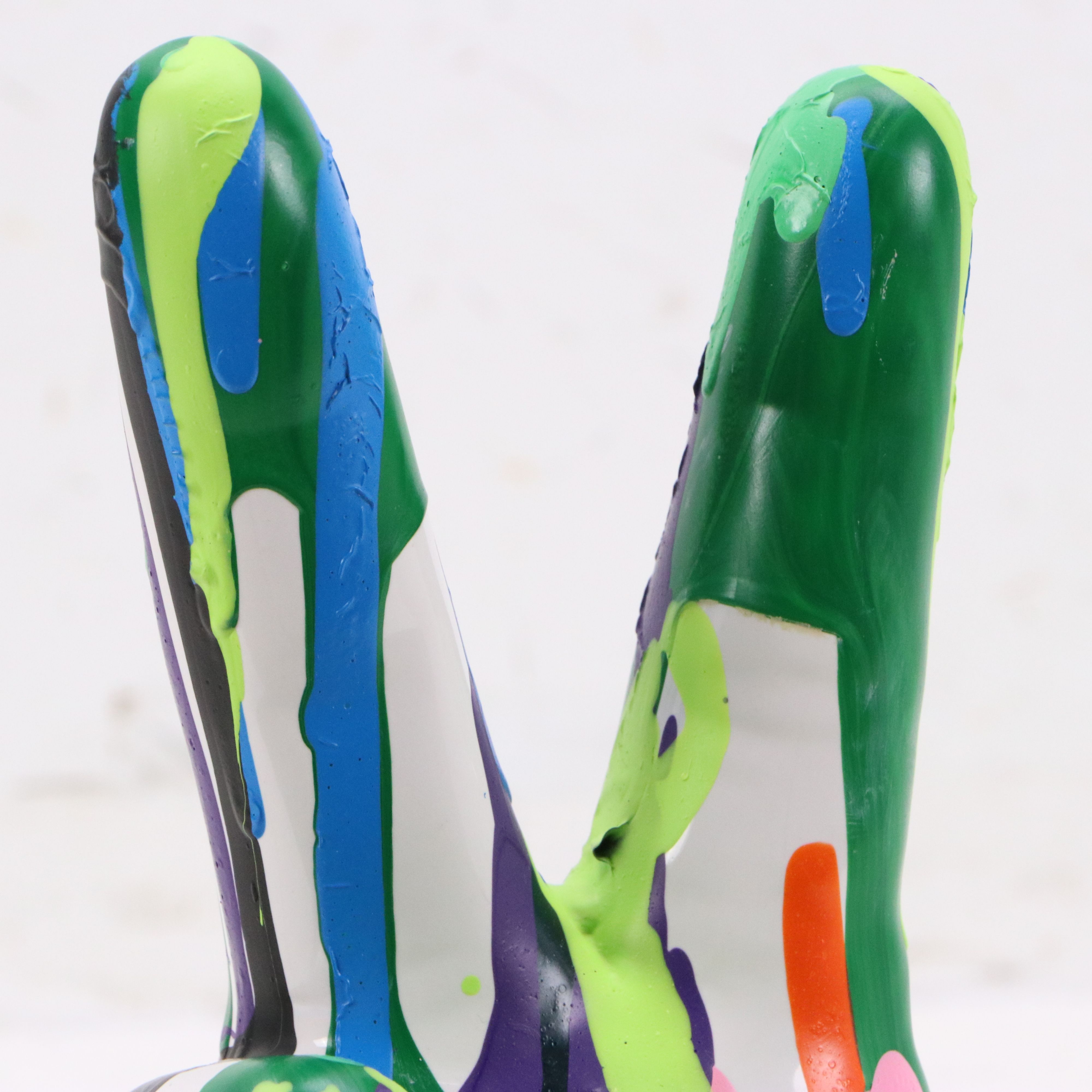 Pair of Ceramic Graffiti Peace Hand Sculpture, 21st Century