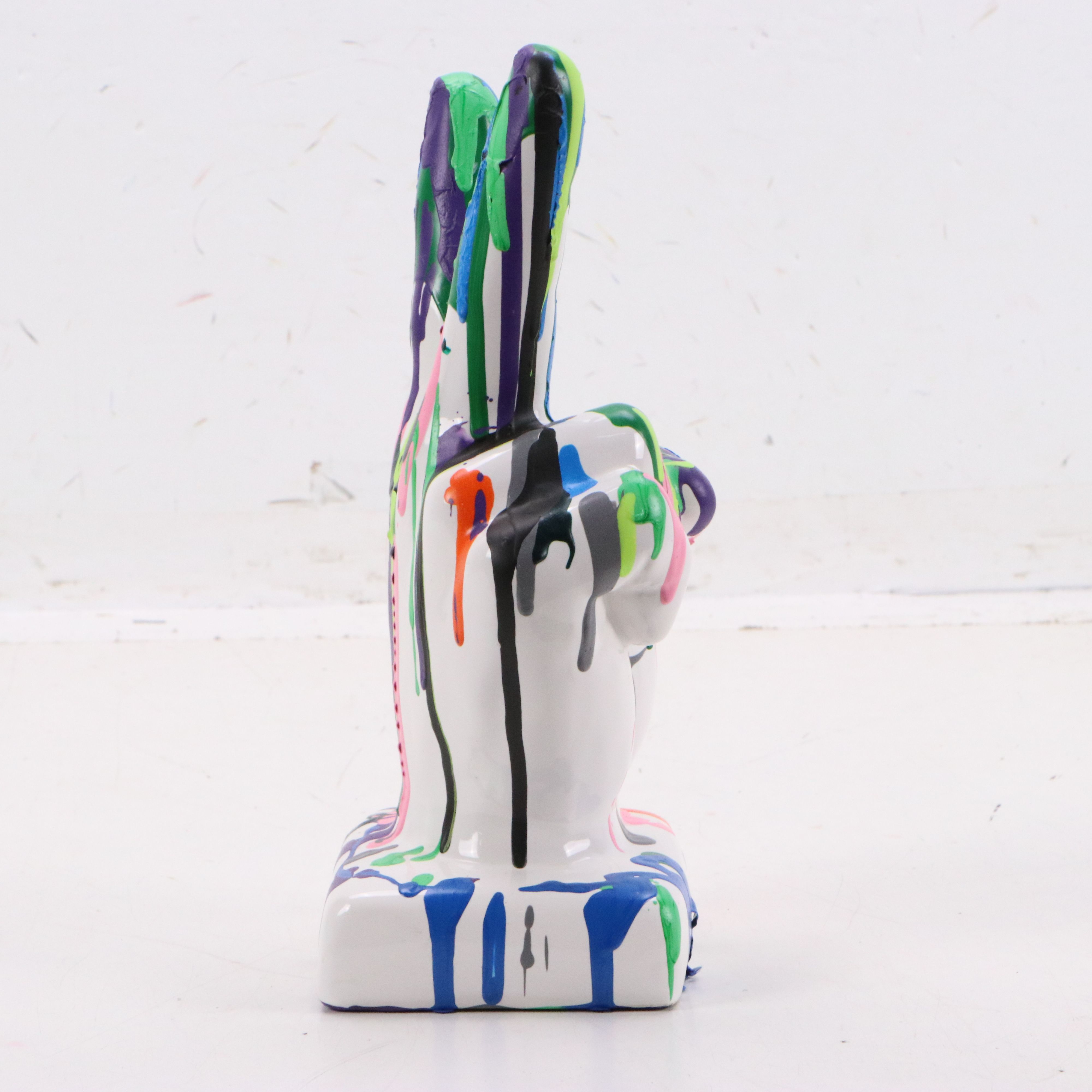 Pair of Ceramic Graffiti Peace Hand Sculpture, 21st Century