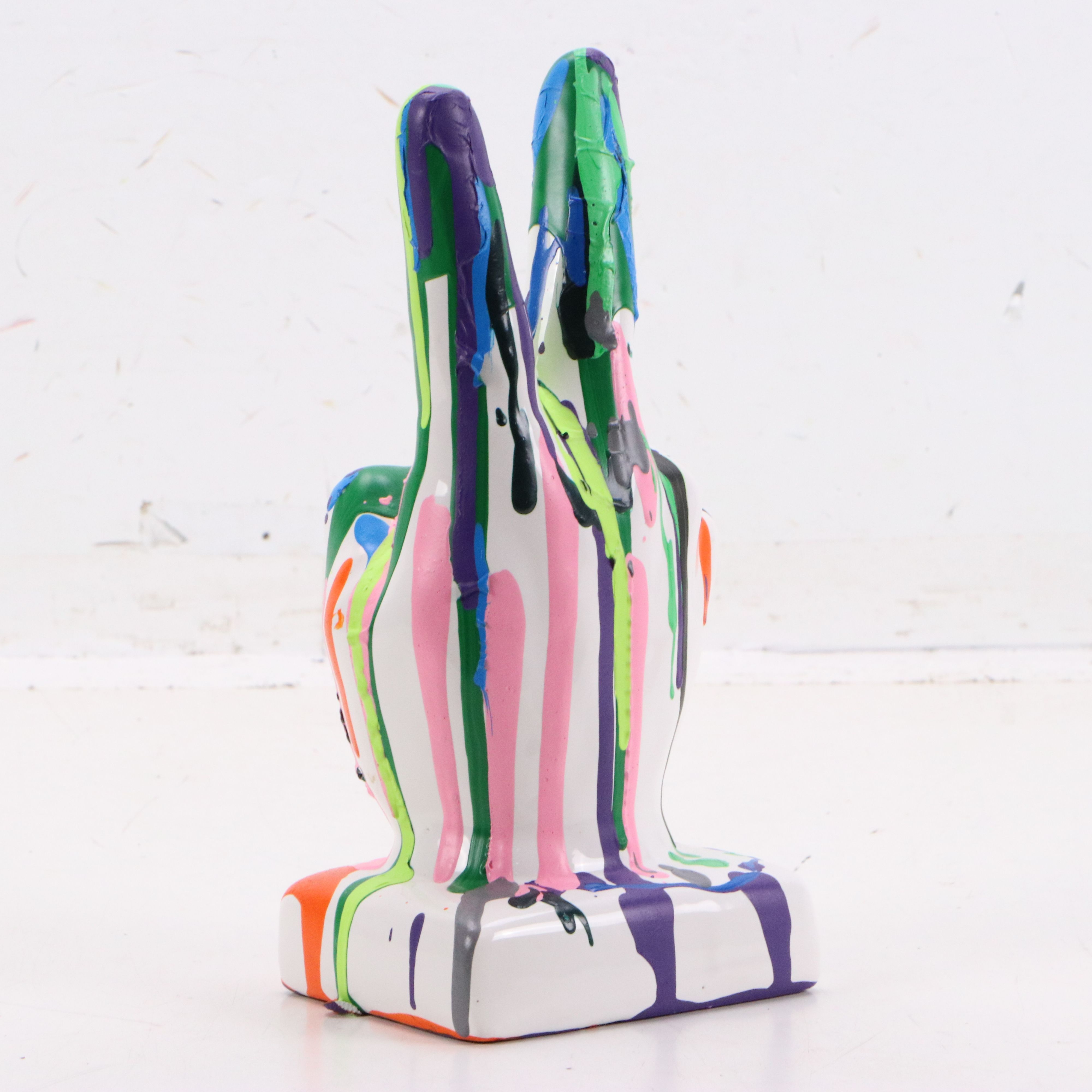 Pair of Ceramic Graffiti Peace Hand Sculpture, 21st Century