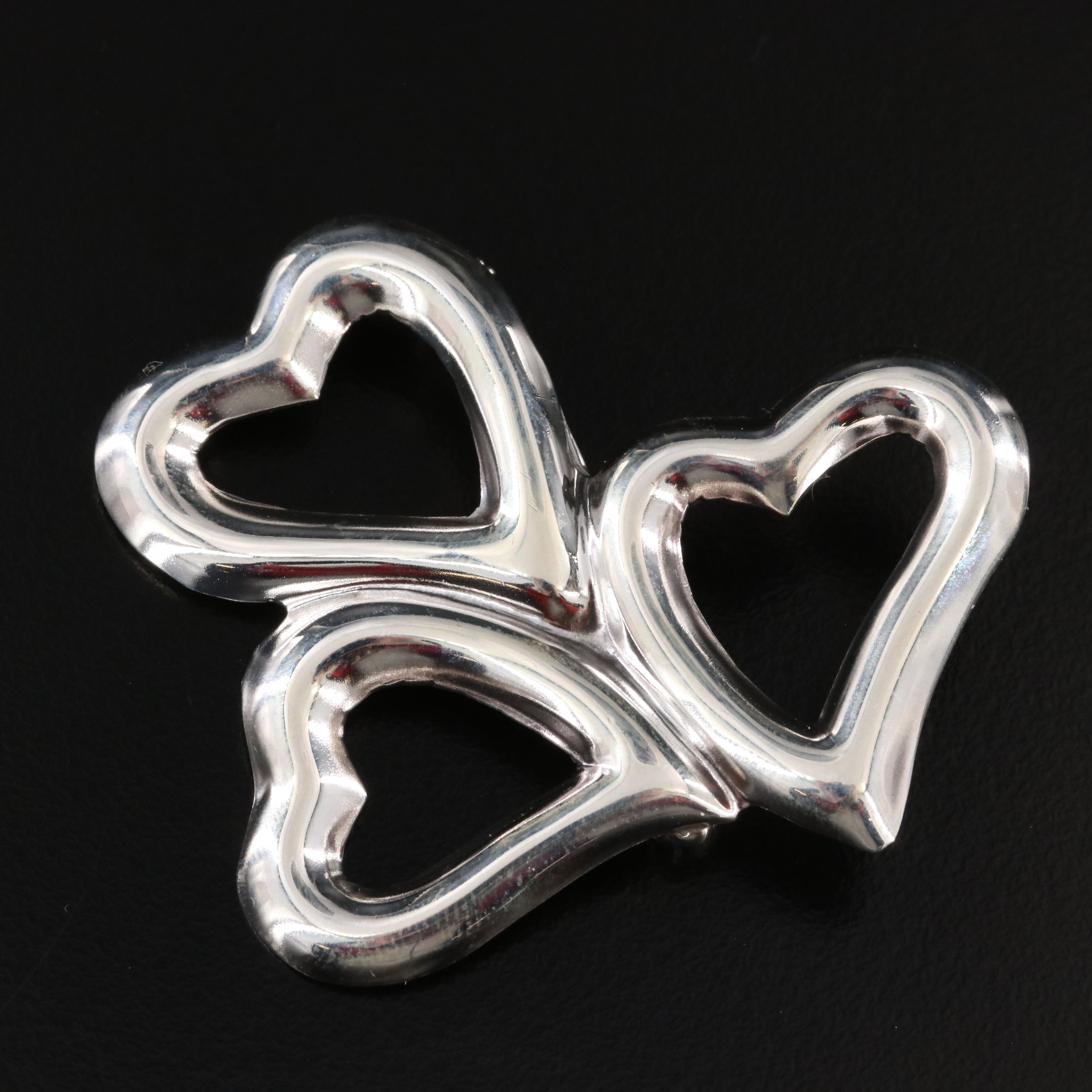 Mexican Sterling Triple Heart Brooch