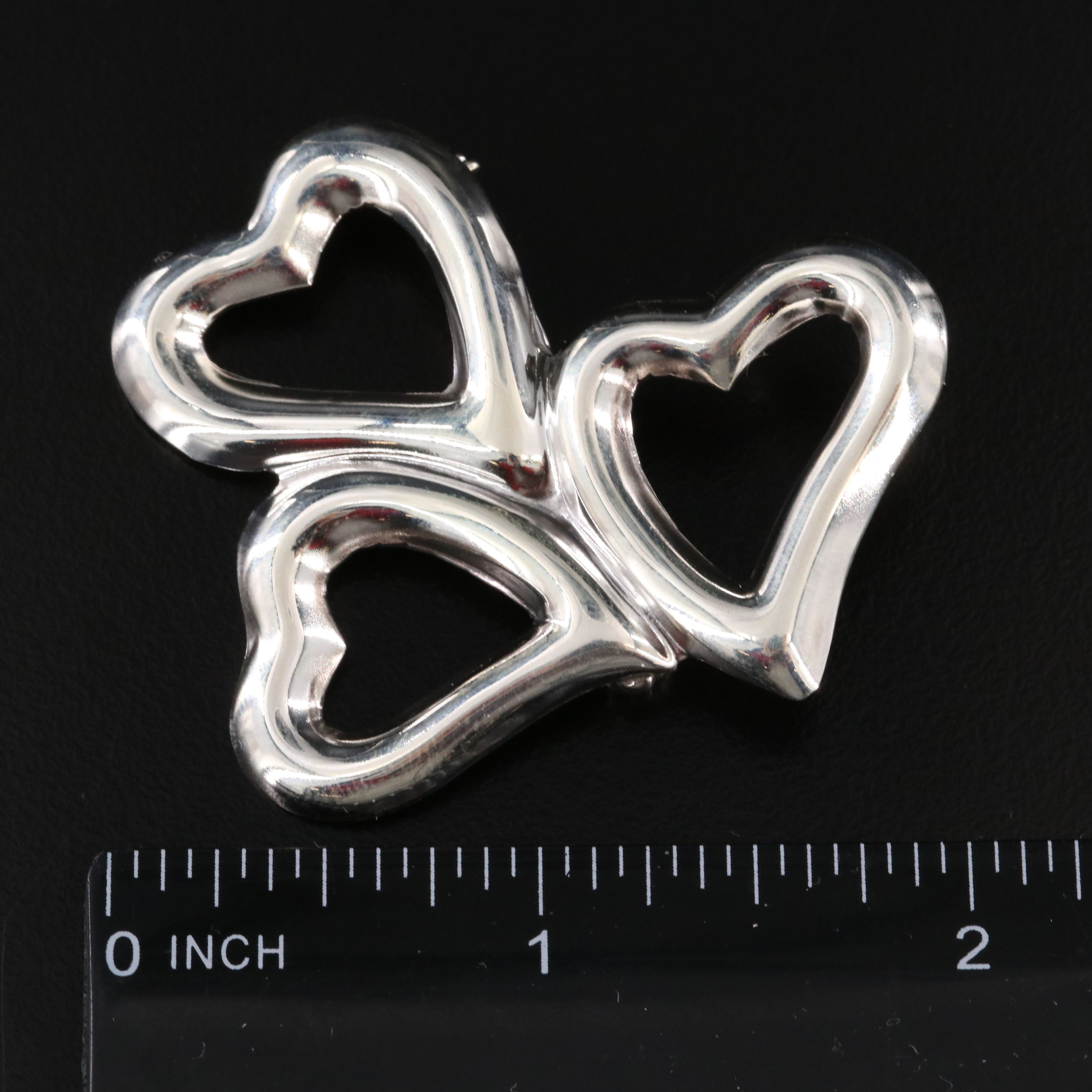 Mexican Sterling Triple Heart Brooch