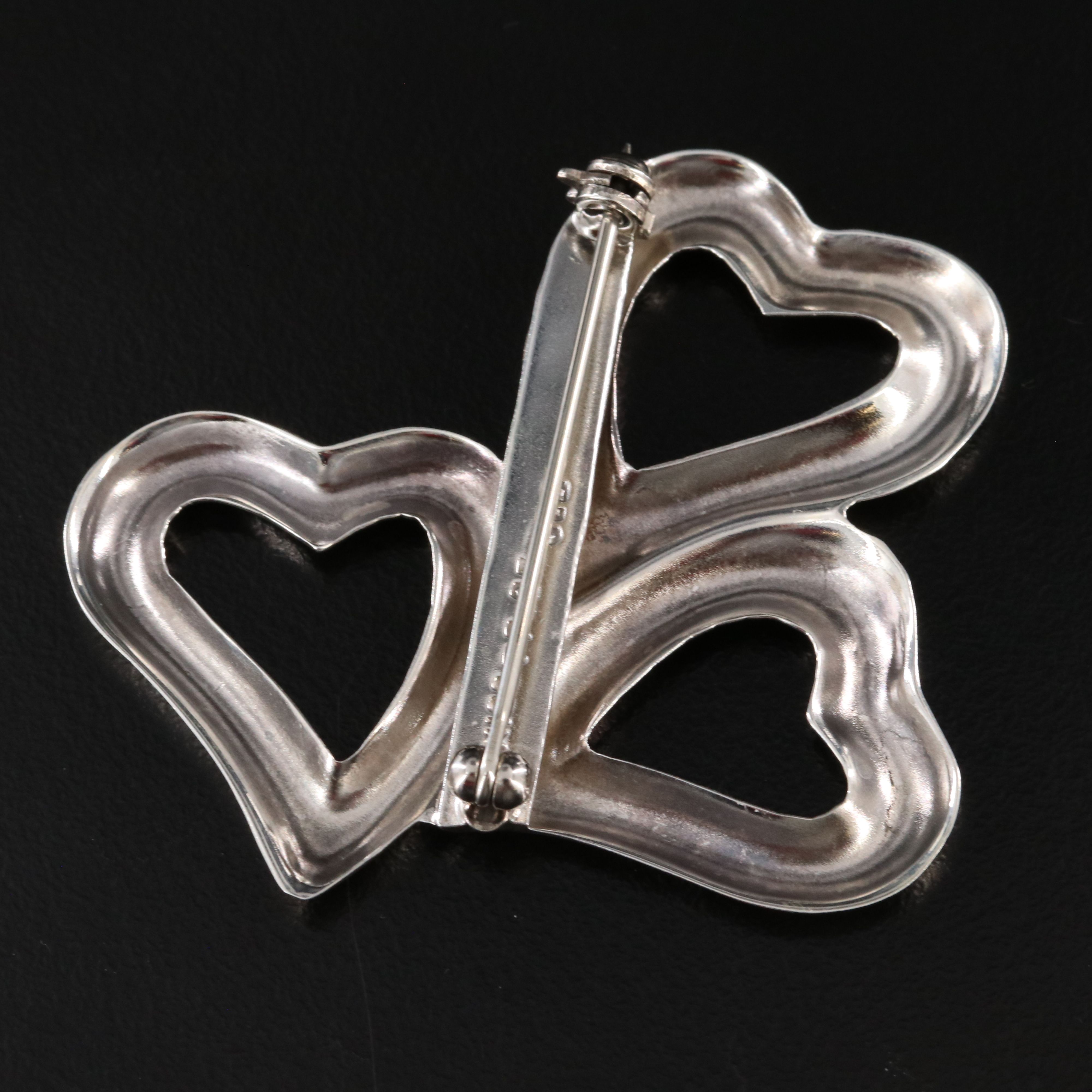 Mexican Sterling Triple Heart Brooch