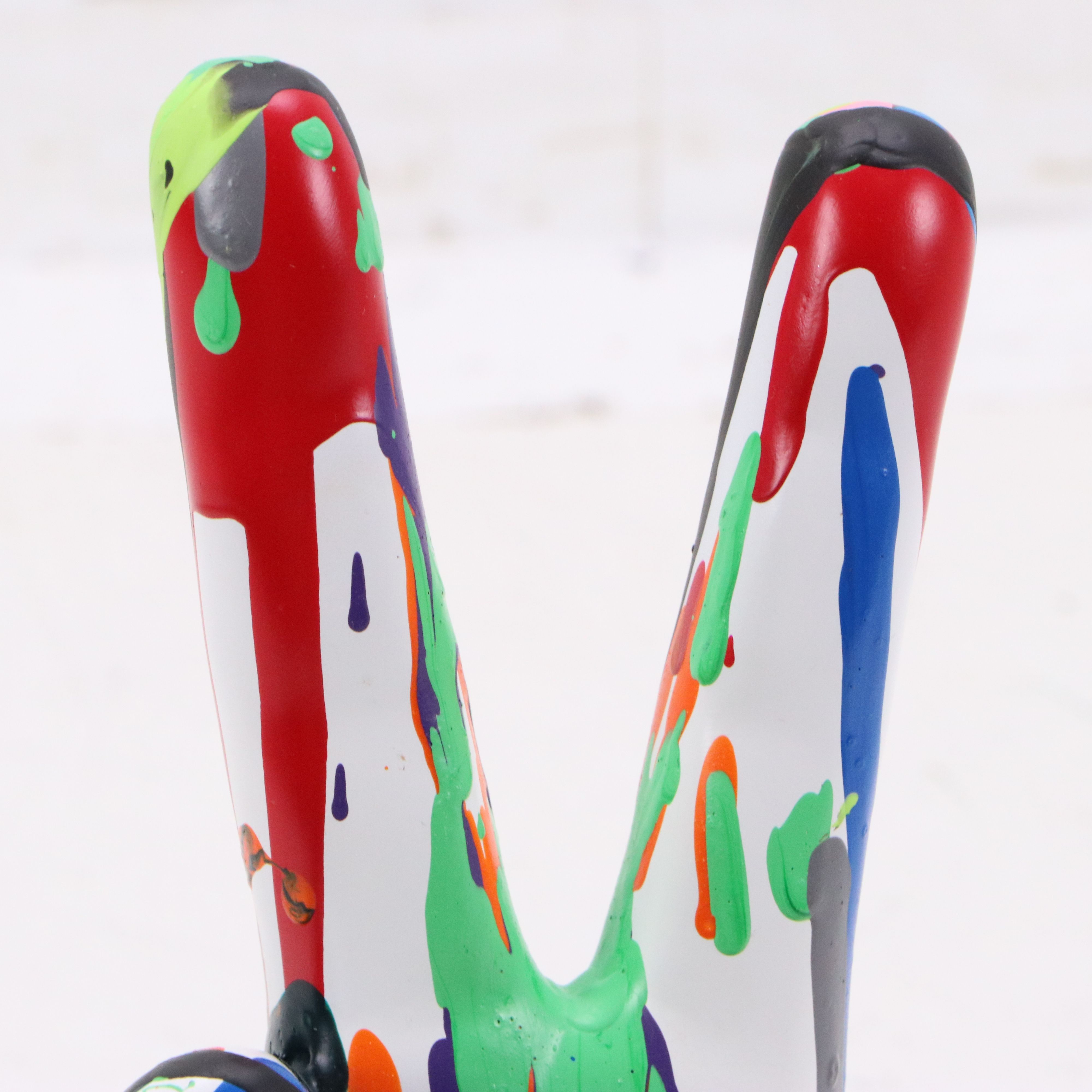 Pair of Ceramic Graffiti Peace Hand Sculpture, 21st Century