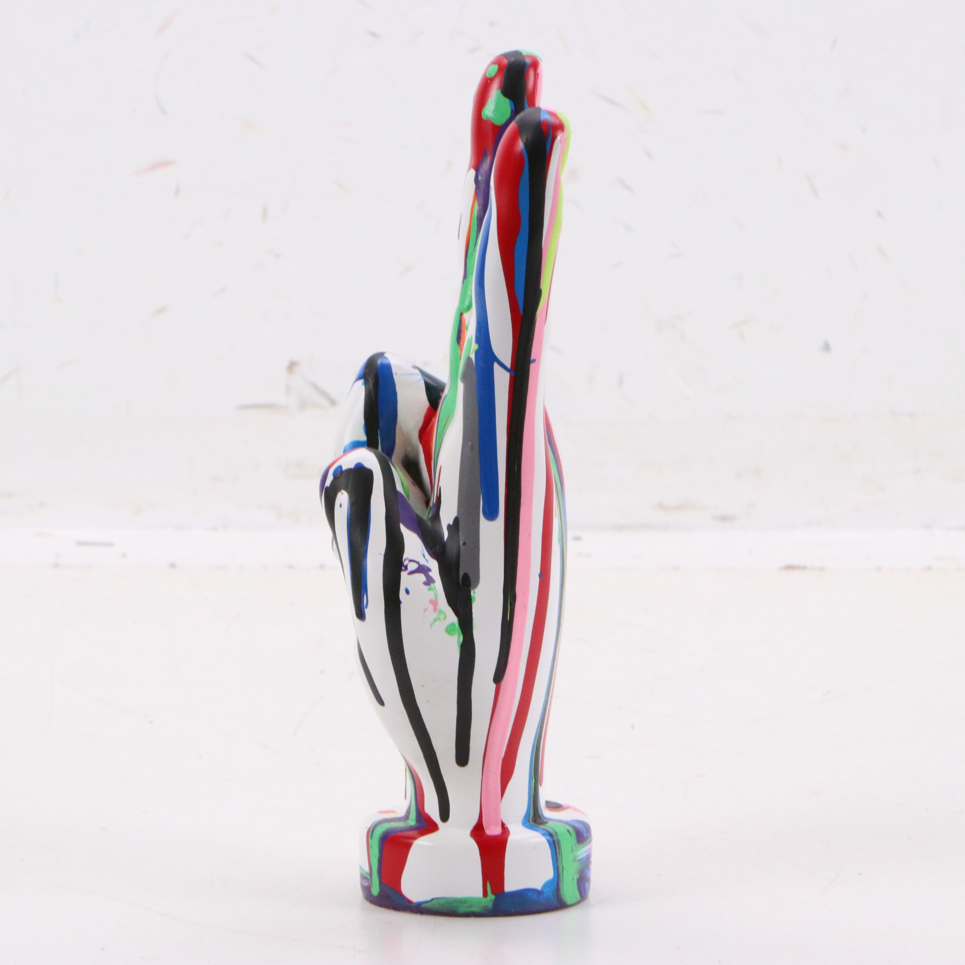 Pair of Ceramic Graffiti Peace Hand Sculpture, 21st Century