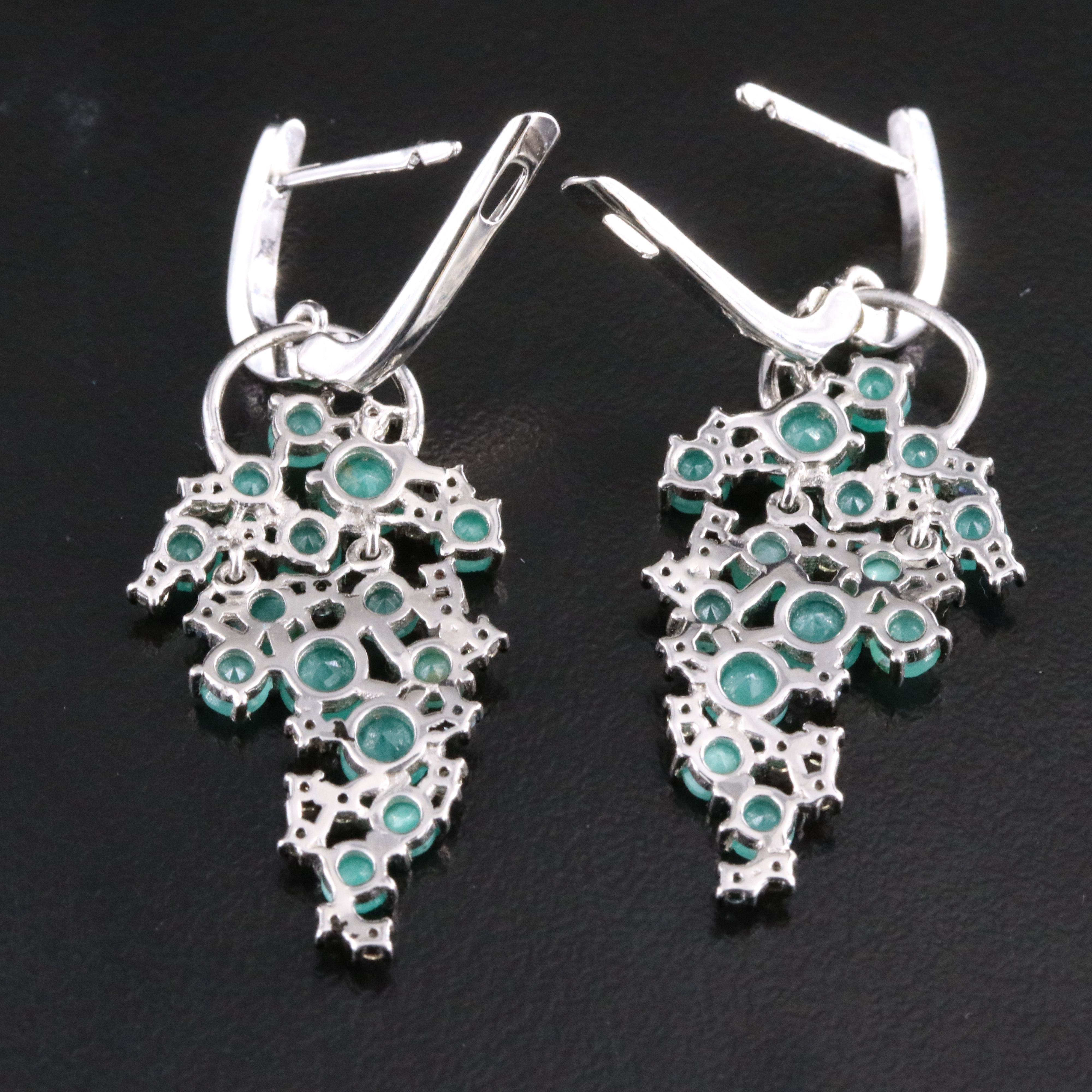 Sterling Emerald and Sapphire Drop Earrings