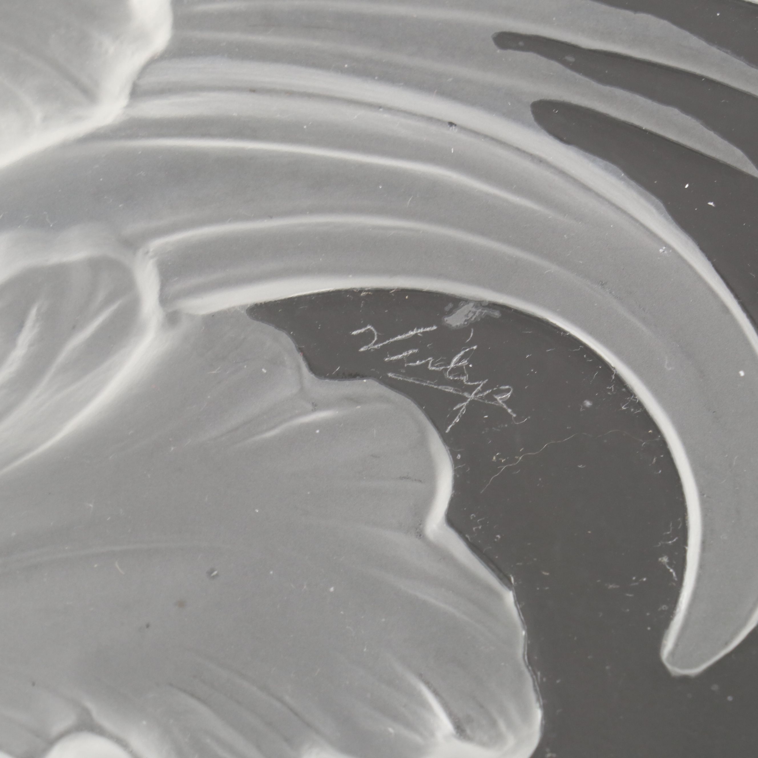 Verlys Floral Clear Frosted Glass Orchid Plate, Mid to Late 20th Century